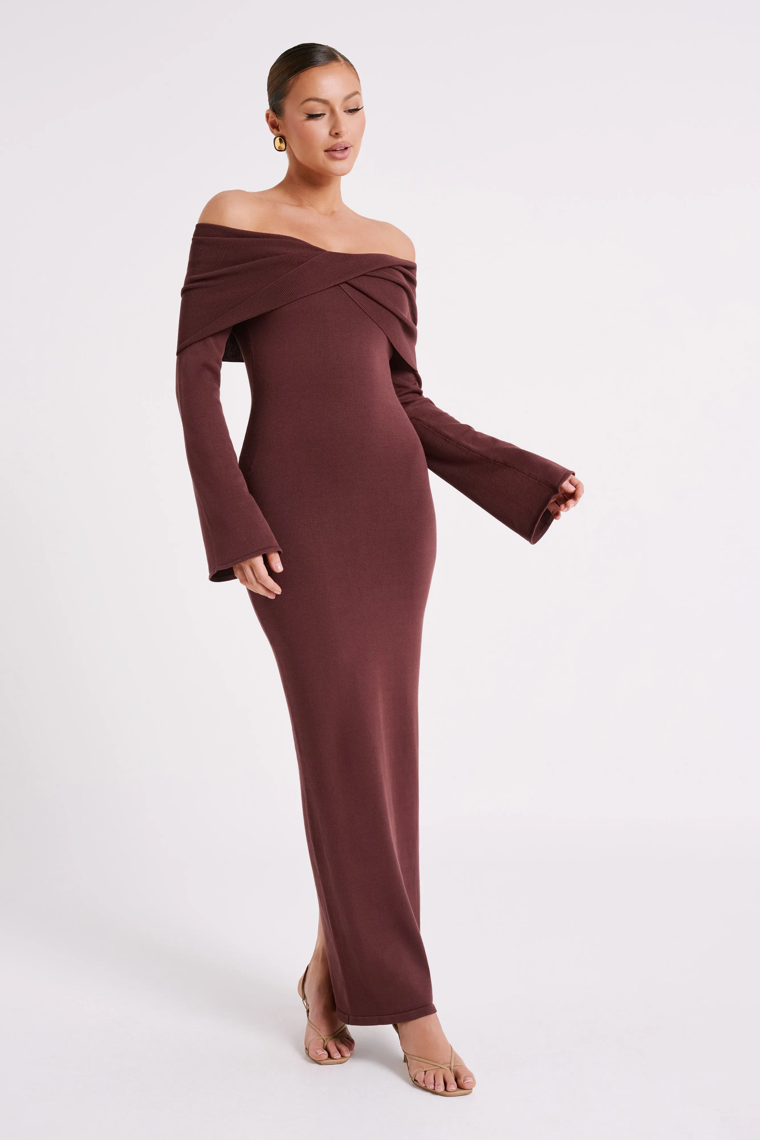 Kenny Long Sleeve Knit Dress - Chocolate sold by Meshki product image thumbnail 4