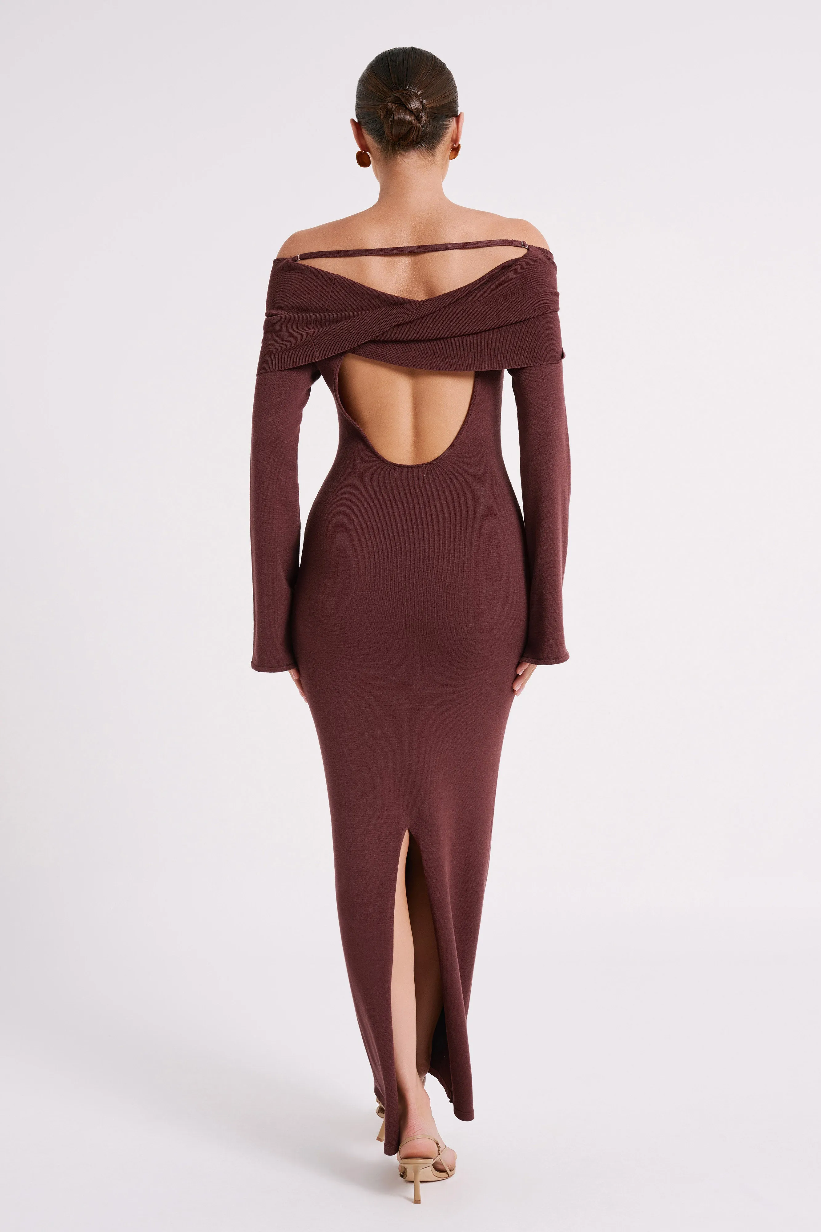 Kenny Long Sleeve Knit Dress - Chocolate sold by Meshki product image thumbnail 3