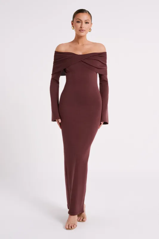 Kenny Long Sleeve Knit Dress - Chocolate sold by Meshki
