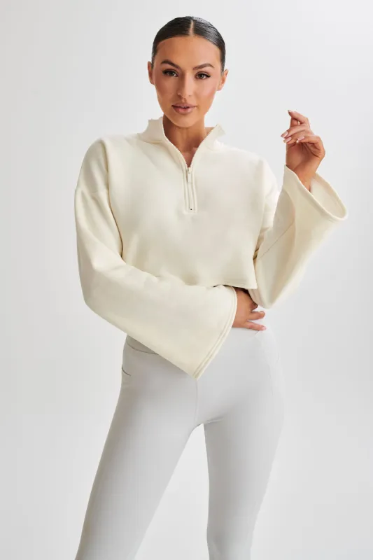 Dempsey Zip Flared Jumper - Bone sold by Meshki