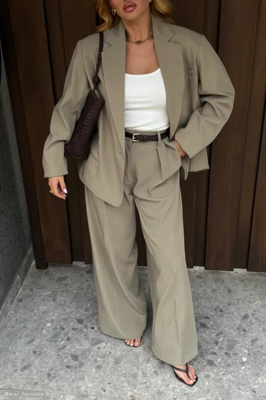 Simone Oversized Blazer - Olive sold by Meshki