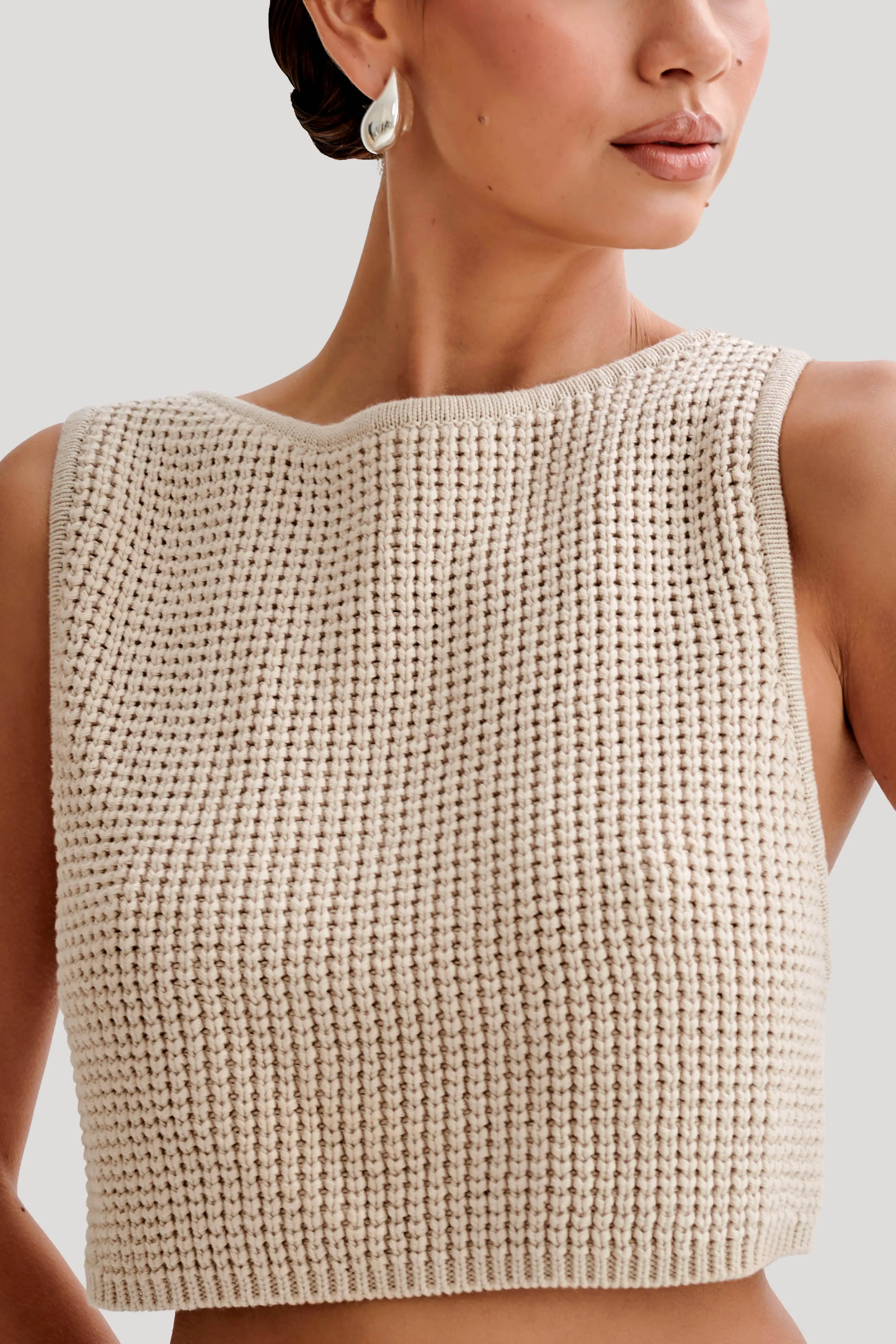 Gianni Sleeveless Knit Top - Natural sold by Meshki product image thumbnail 2
