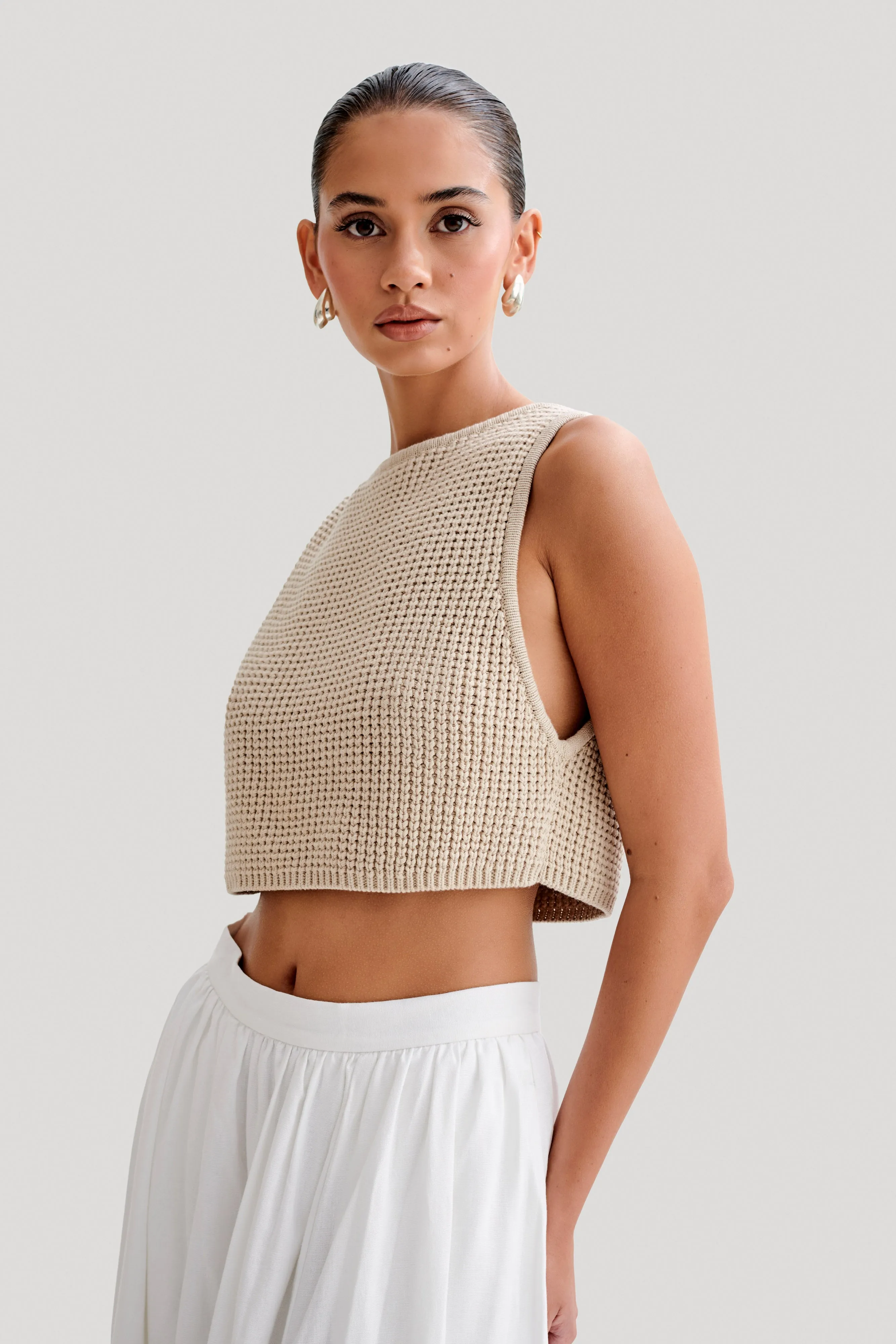 Gianni Sleeveless Knit Top - Natural sold by Meshki product image thumbnail 4