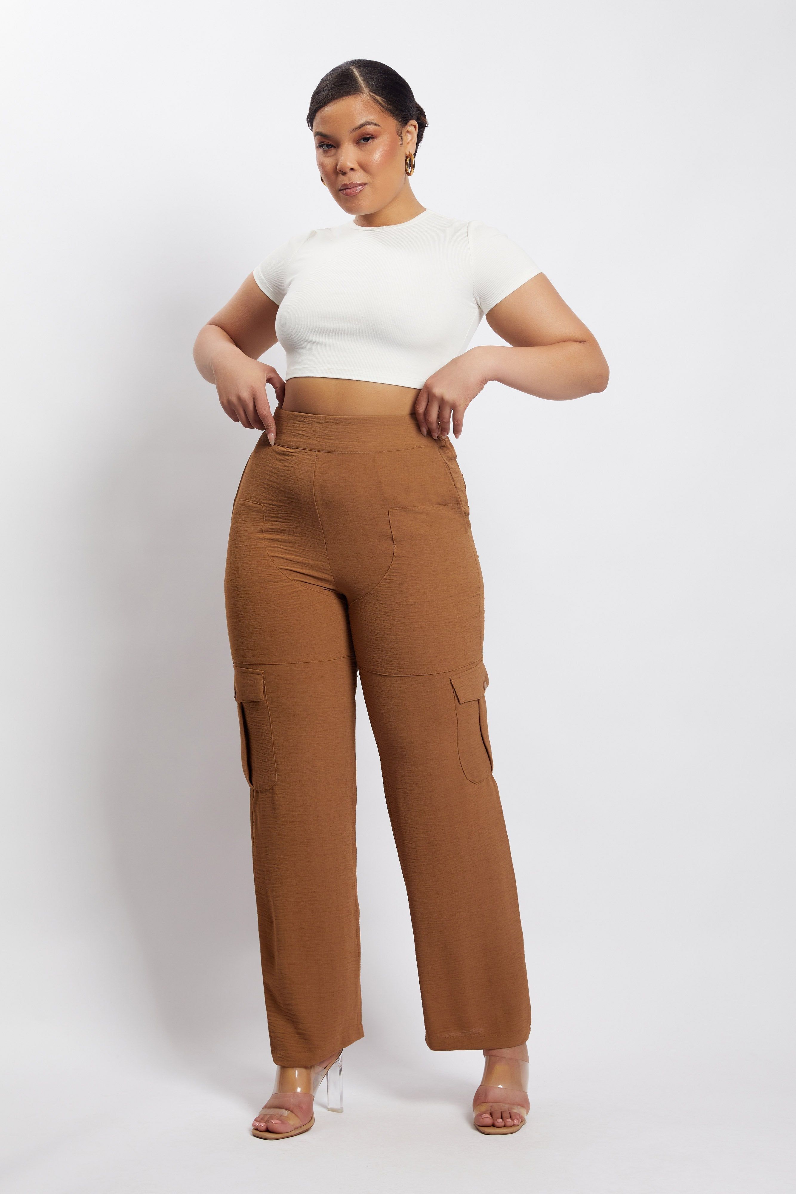 Malika Straight Leg Trousers - Tan sold by Meshki product image thumbnail 11