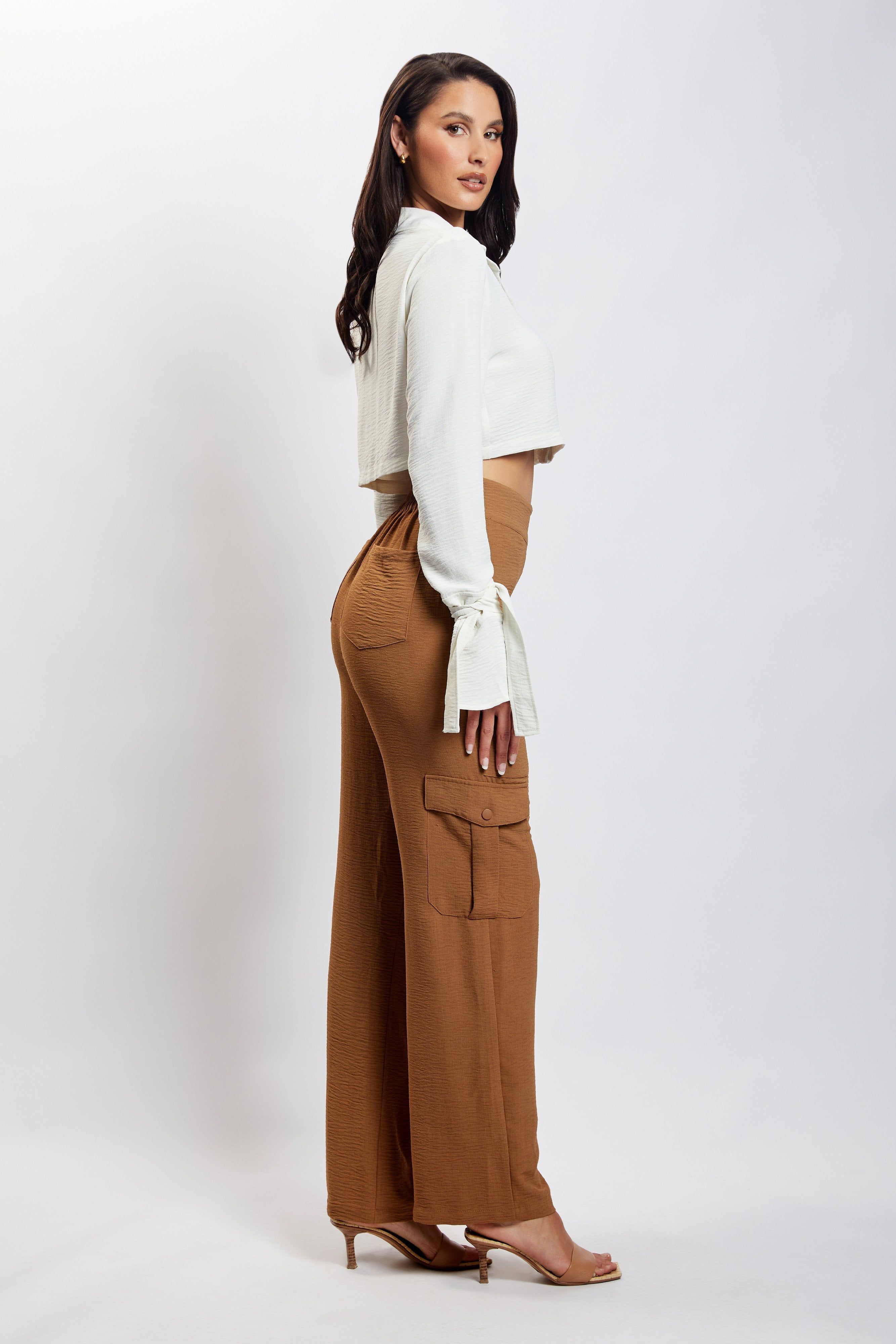 Malika Straight Leg Trousers - Tan sold by Meshki product image thumbnail 8