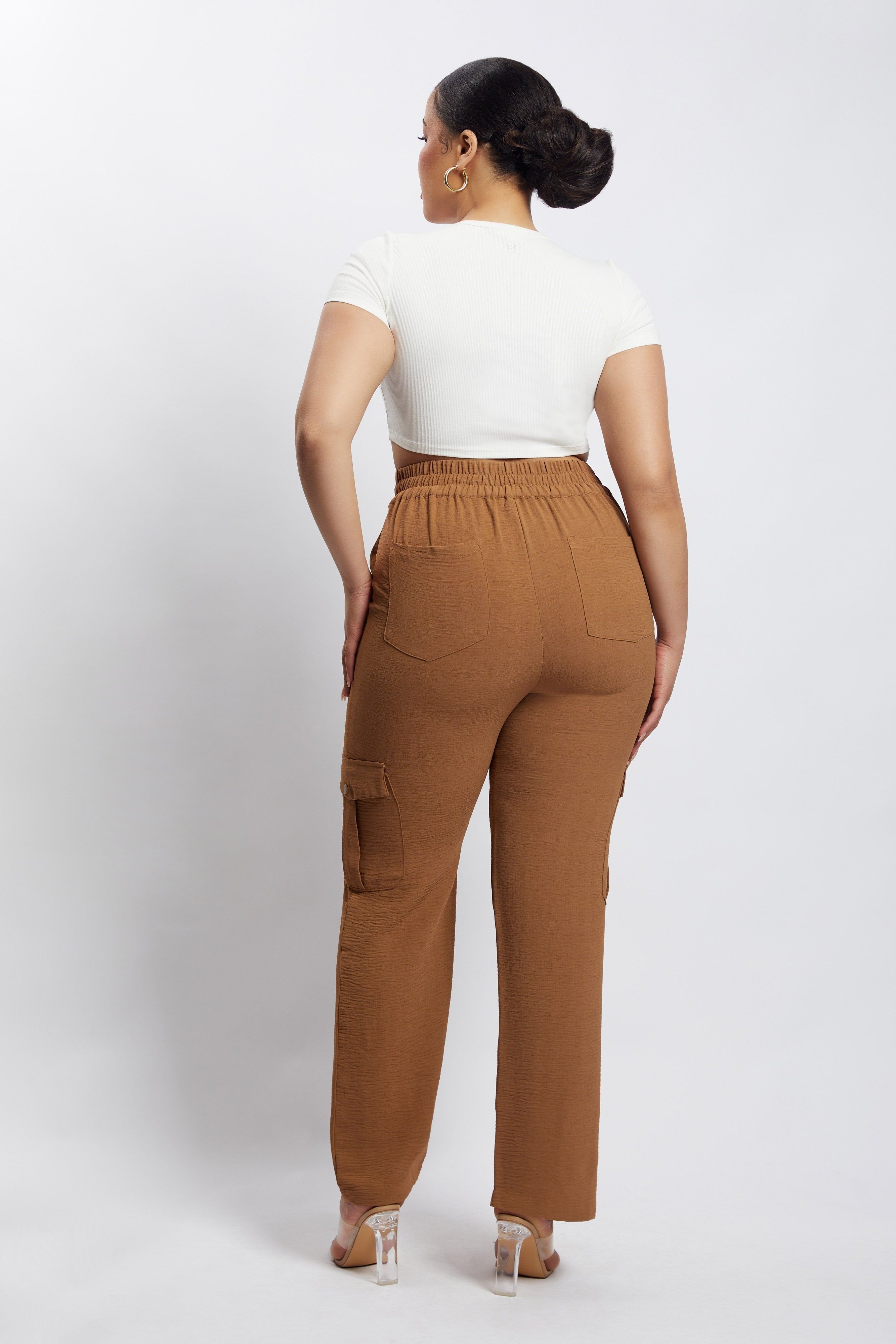 Malika Straight Leg Trousers - Tan sold by Meshki product image thumbnail 12