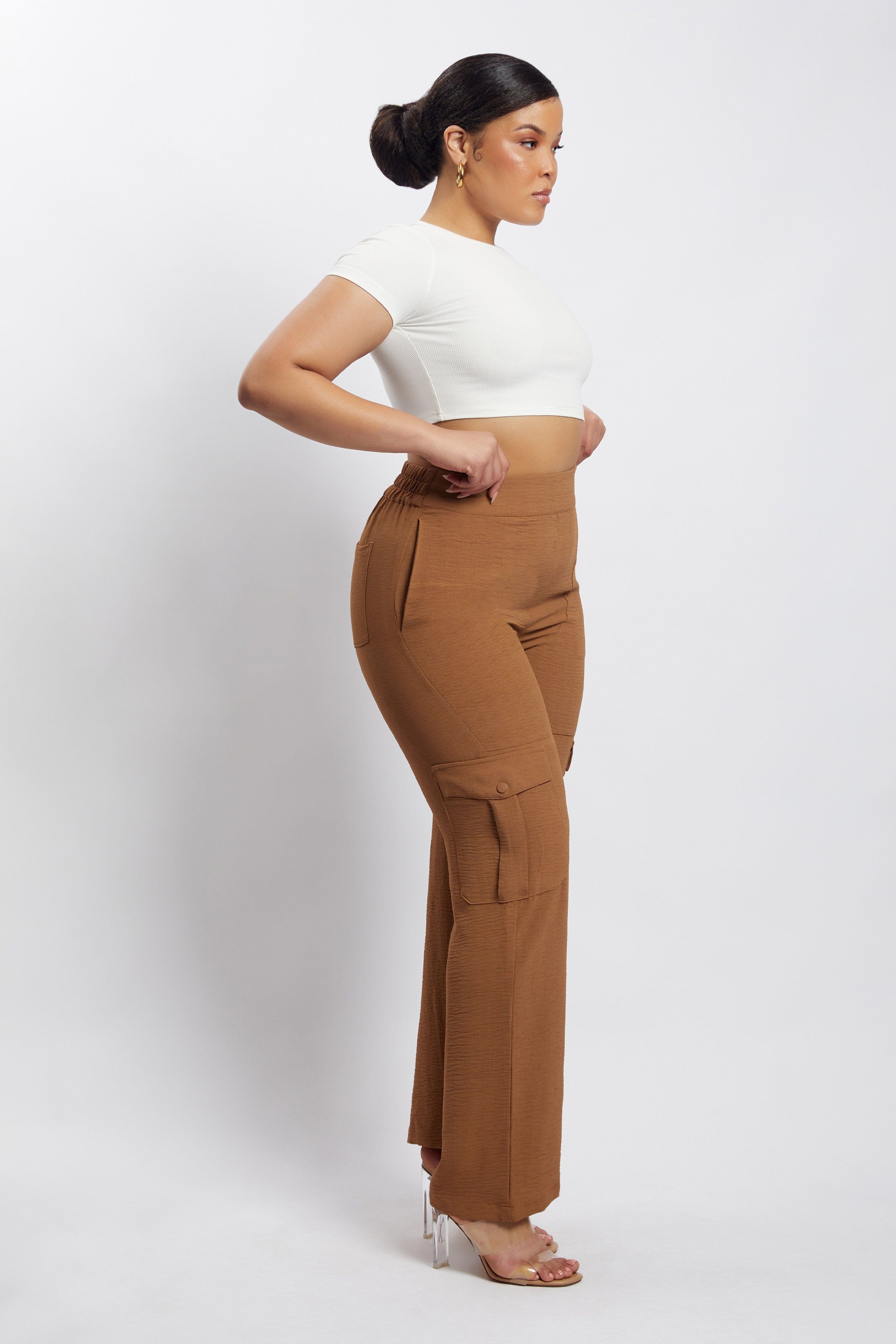 Malika Straight Leg Trousers - Tan sold by Meshki product image thumbnail 10