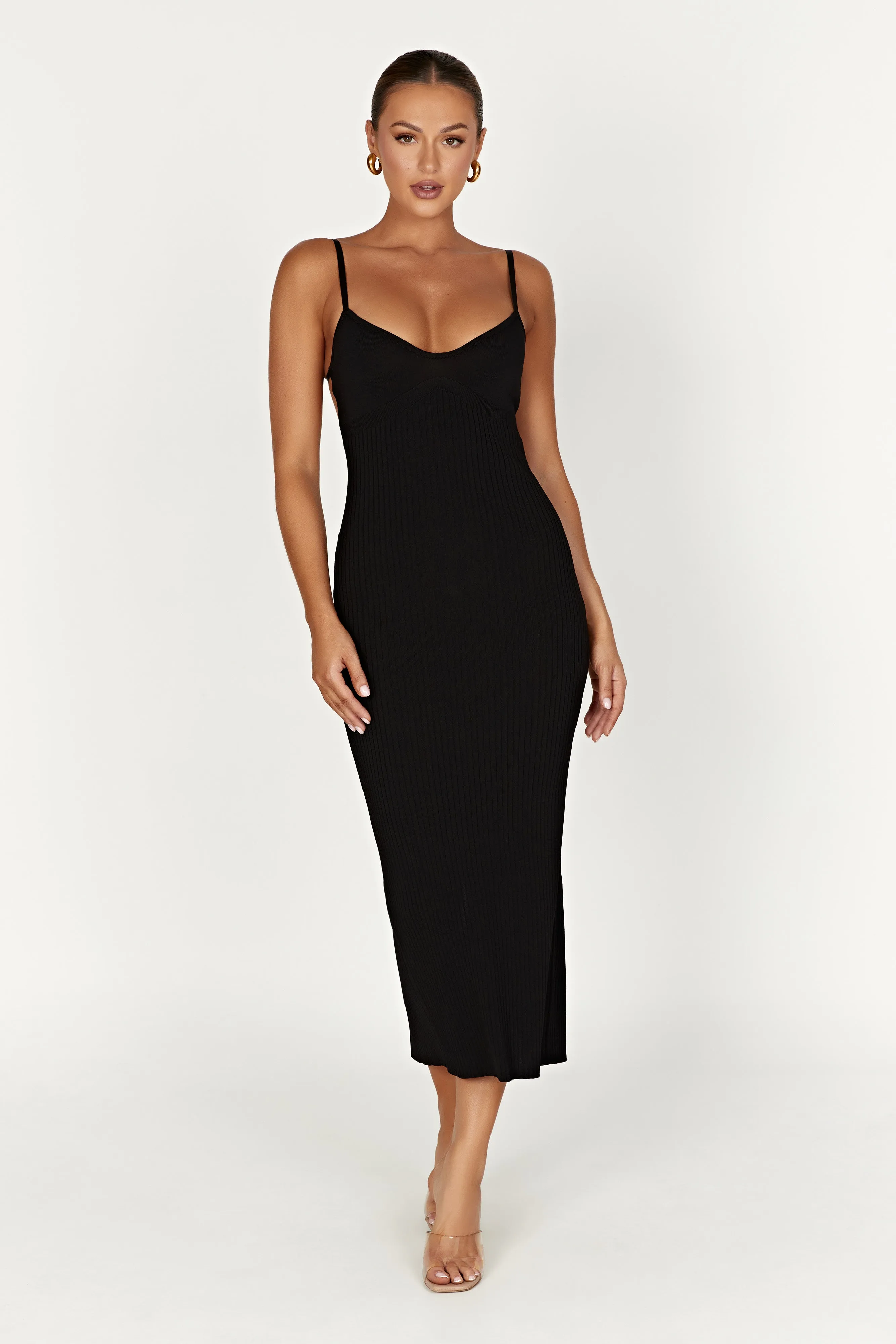 Avalon Backless Knit Midi Dress - Black sold by Meshki product image thumbnail 2