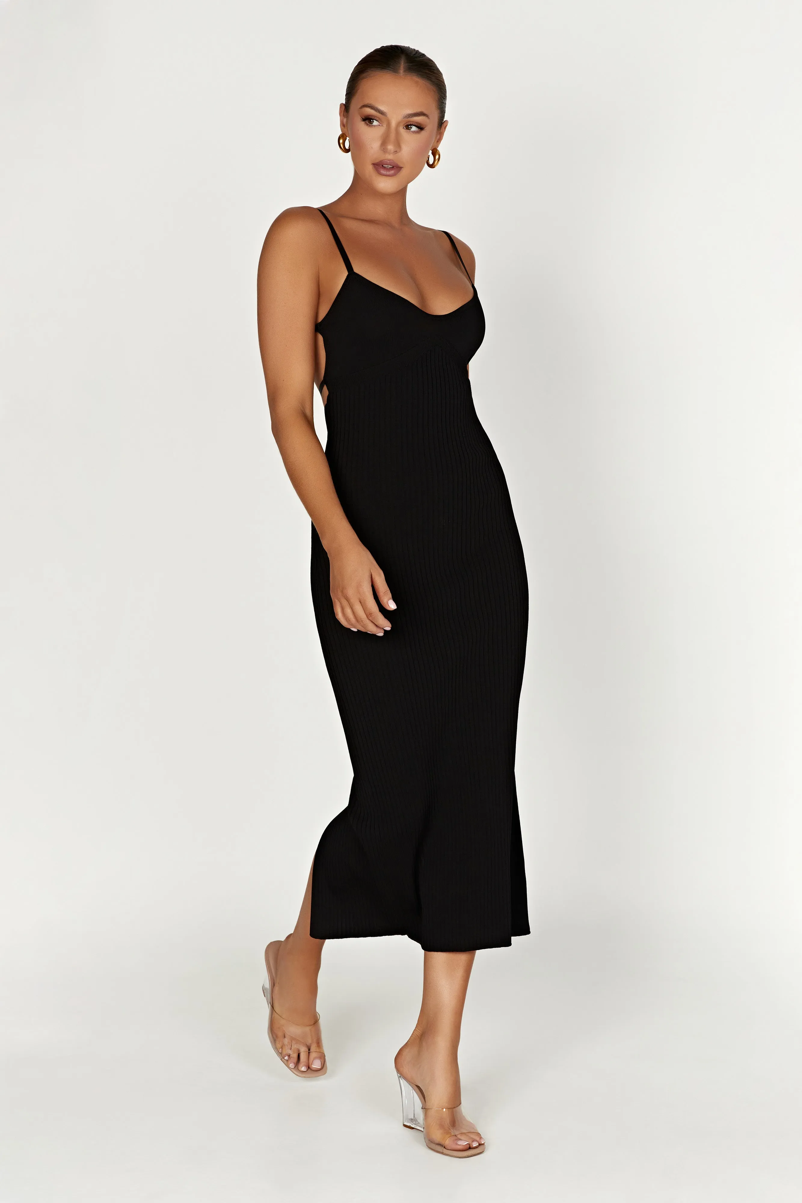 Avalon Backless Knit Midi Dress - Black sold by Meshki product image thumbnail 4
