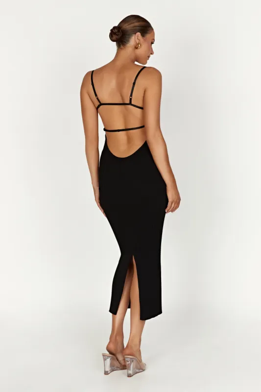Avalon Backless Knit Midi Dress - Black sold by Meshki