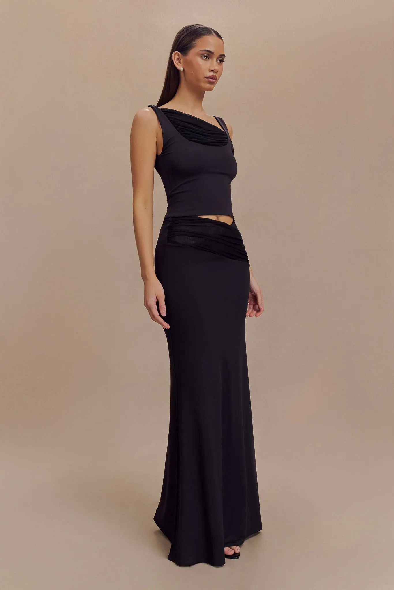 Jules Recycled Nylon And Mesh Maxi Skirt - Black sold by Meshki product image thumbnail 3