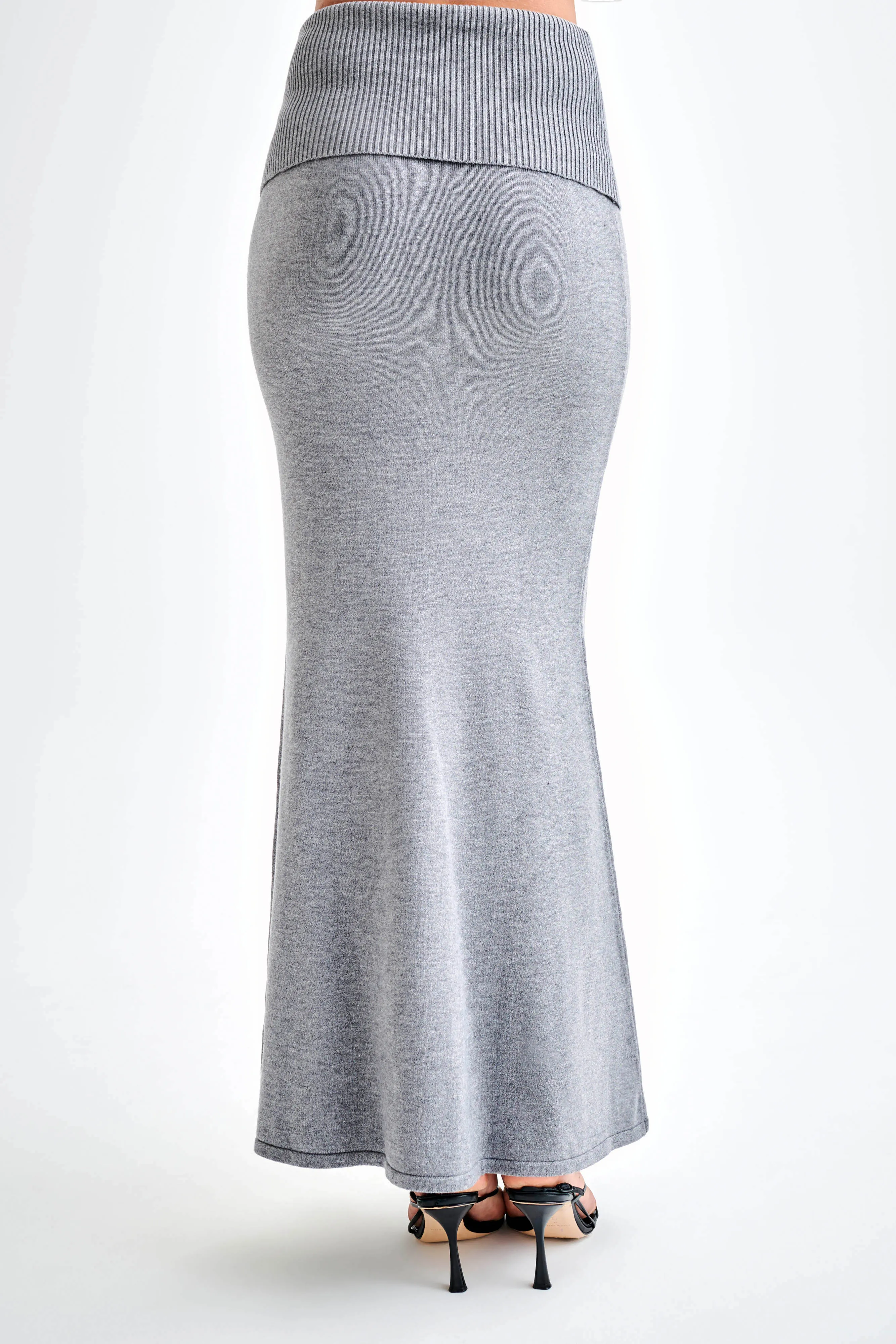 Karlie Knit Maxi Skirt With Ribbed Waist - Charcoal Marle sold by Meshki product image thumbnail 4