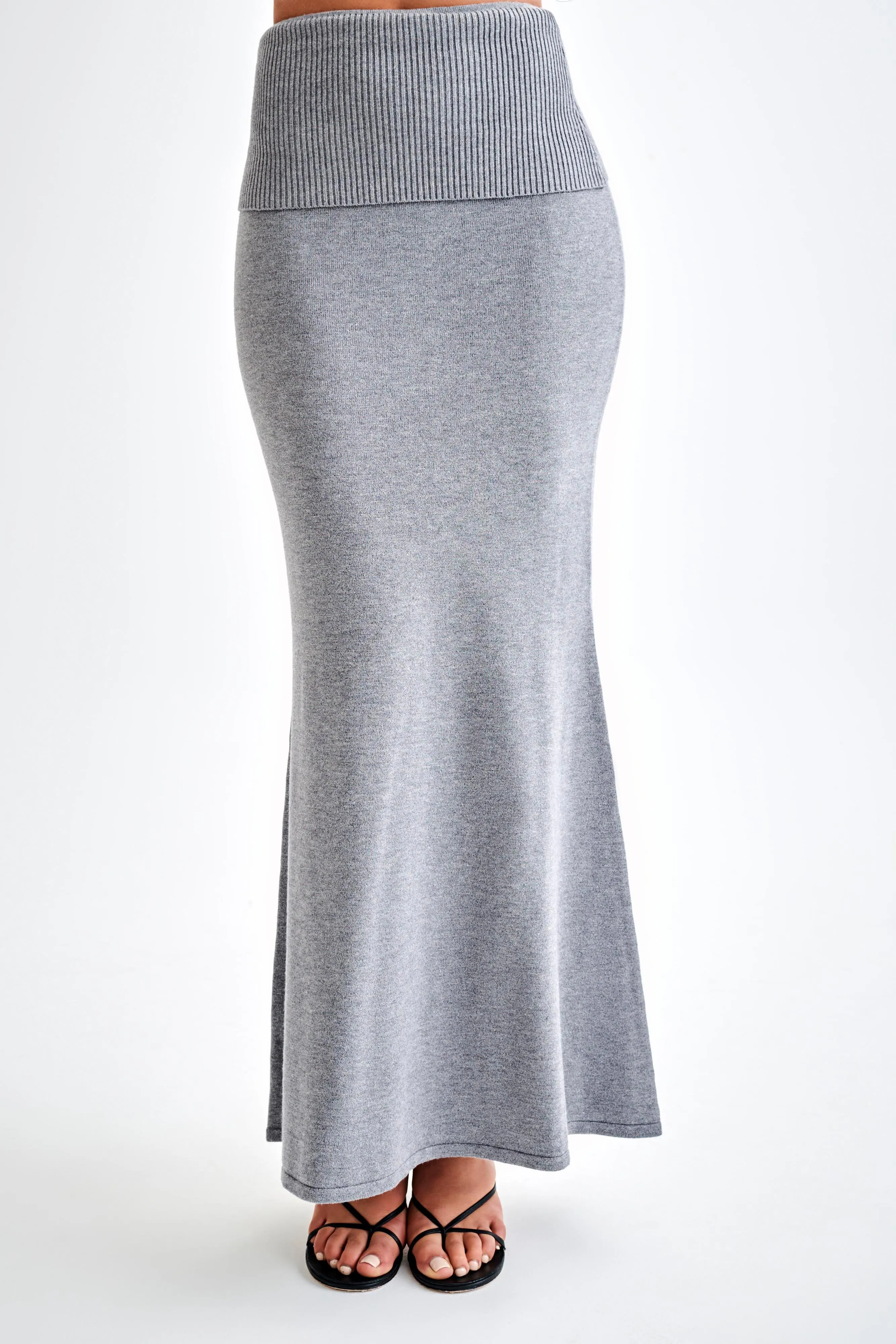 Karlie Knit Maxi Skirt With Ribbed Waist - Charcoal Marle sold by Meshki product image thumbnail 3