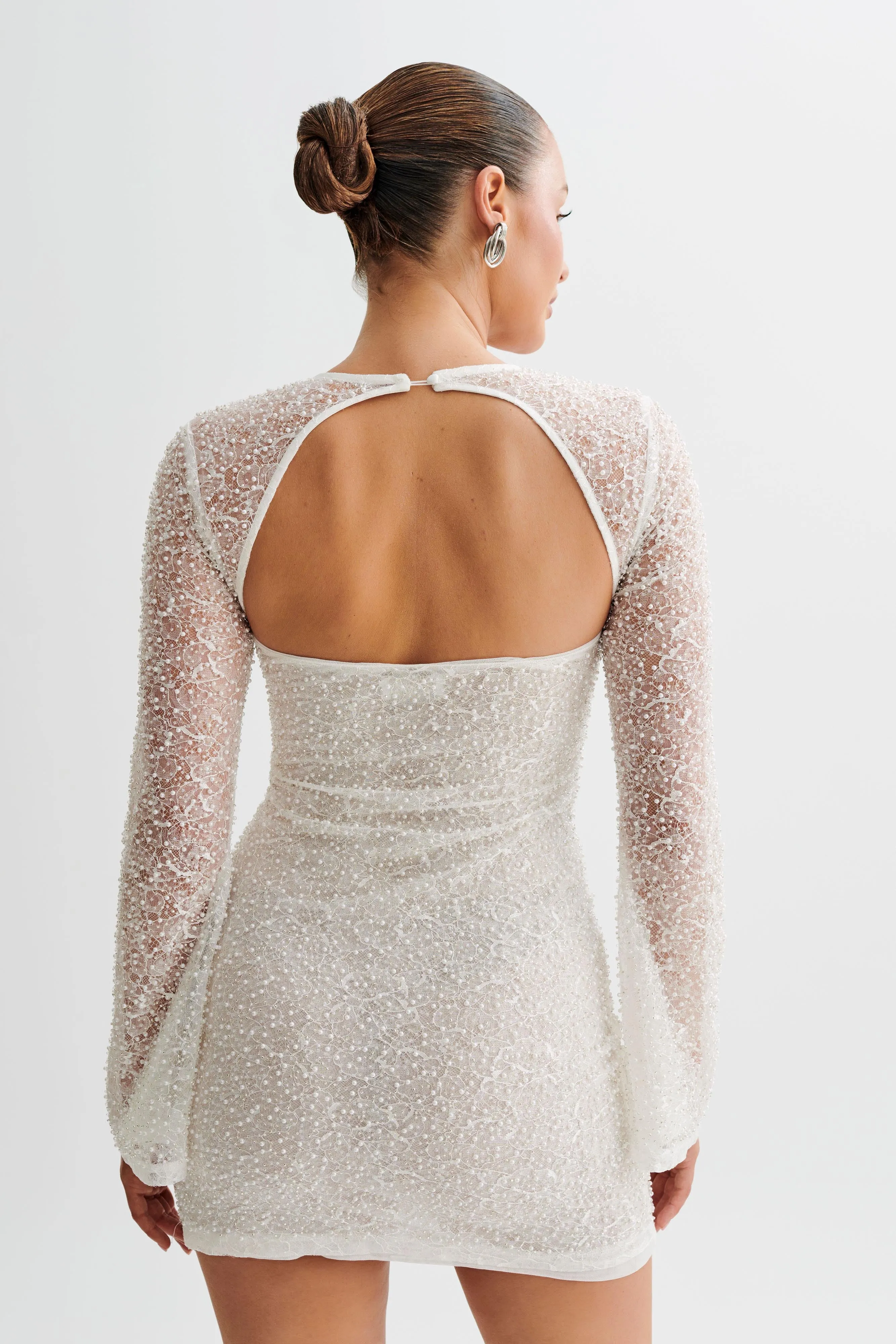Paxton Pearl Beaded Mini Dress - White sold by Meshki product image thumbnail 2