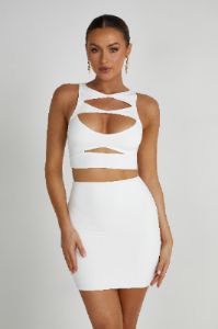 Harlow Mini Skirt - White sold by Meshki