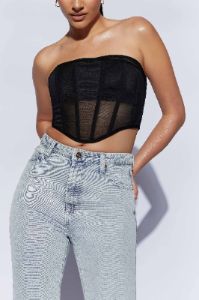 Helen Strapless Corset Bustier - Black sold by Meshki