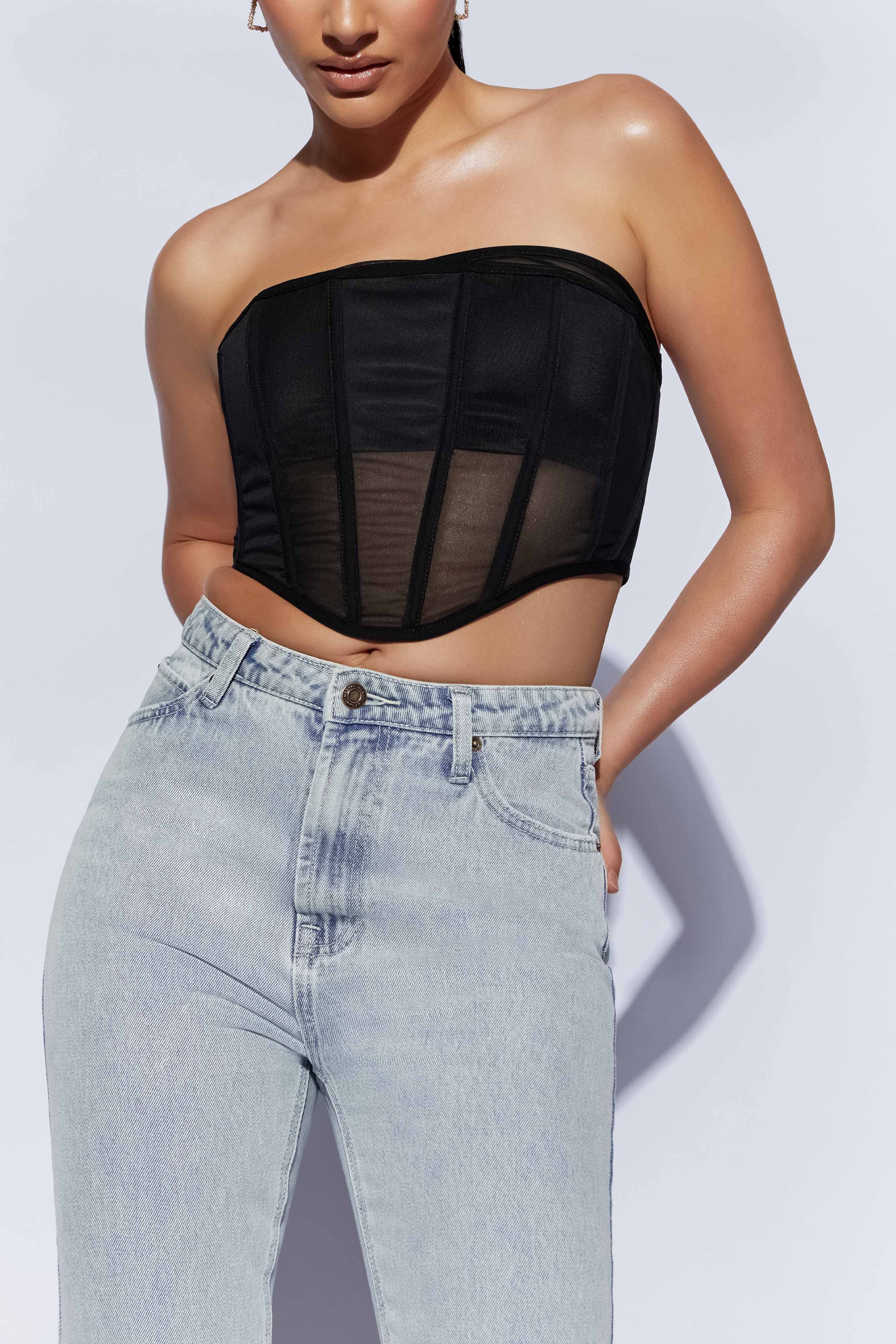 Helen Strapless Corset Bustier - Black sold by Meshki product image thumbnail 3