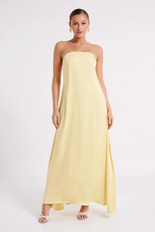 Luisa Strapless Maxi Dress - Lemon sold by Meshki