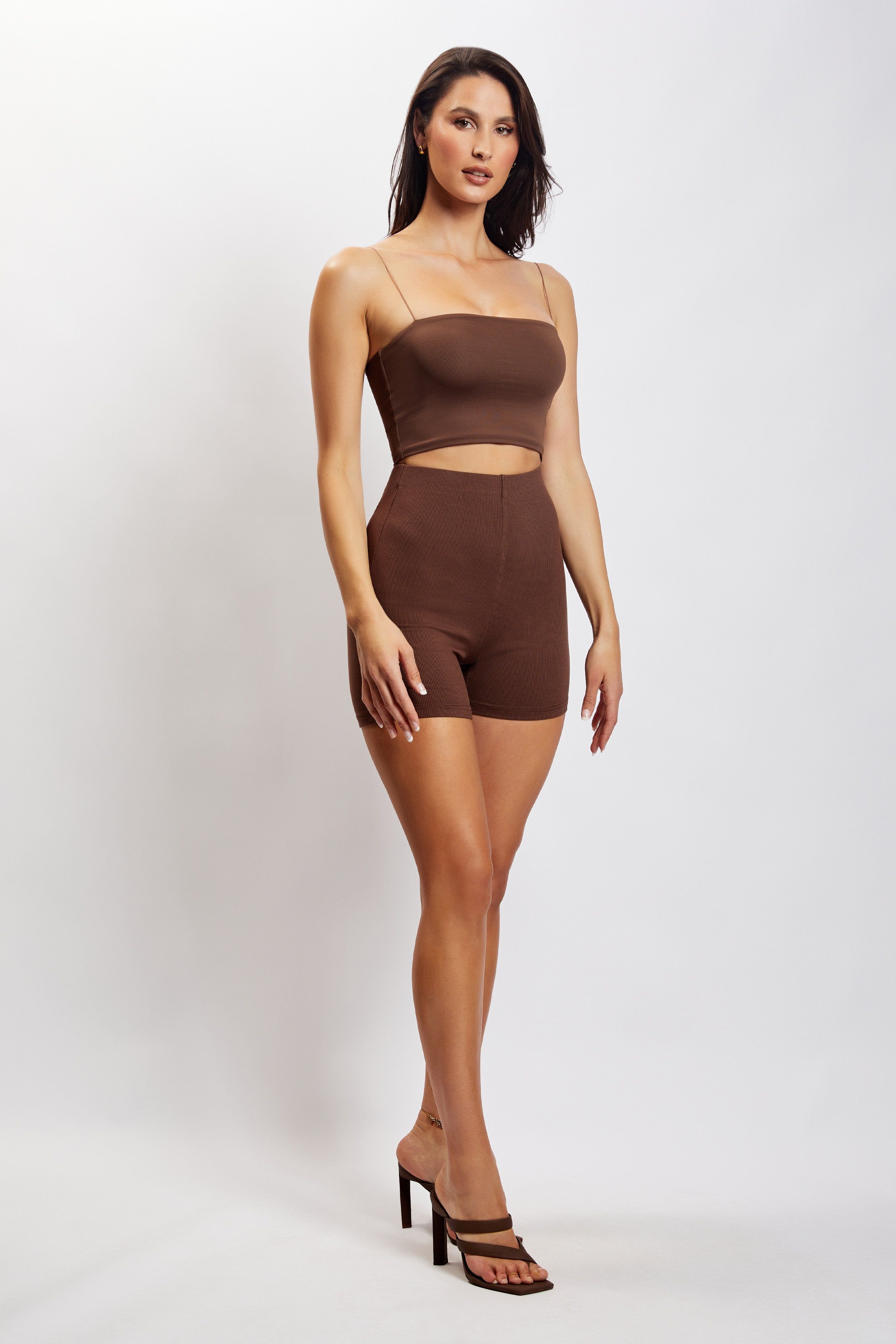 Lisa Ribbed Booty Short - Chocolate sold by Meshki product image thumbnail 5