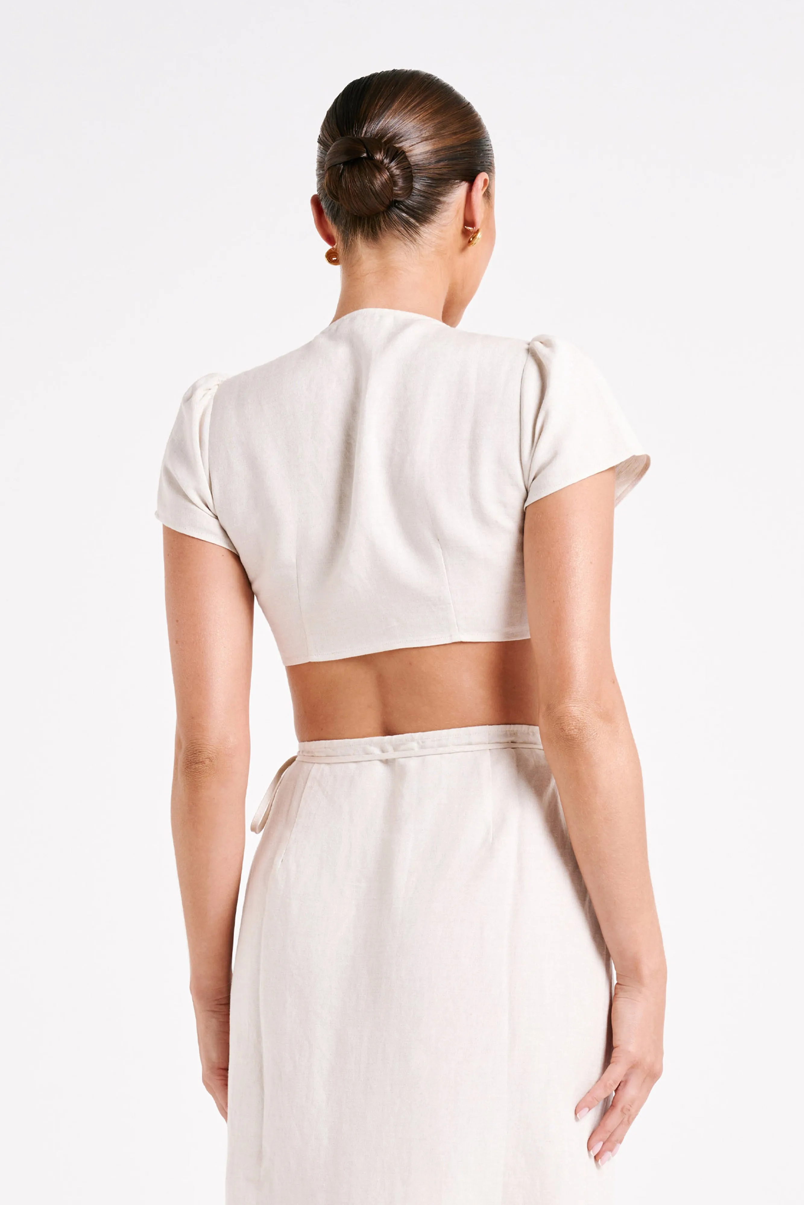 Fatima Linen Crop Top - Natural sold by Meshki product image thumbnail 3