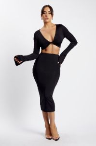 Charley Midi Skirt - Black sold by Meshki