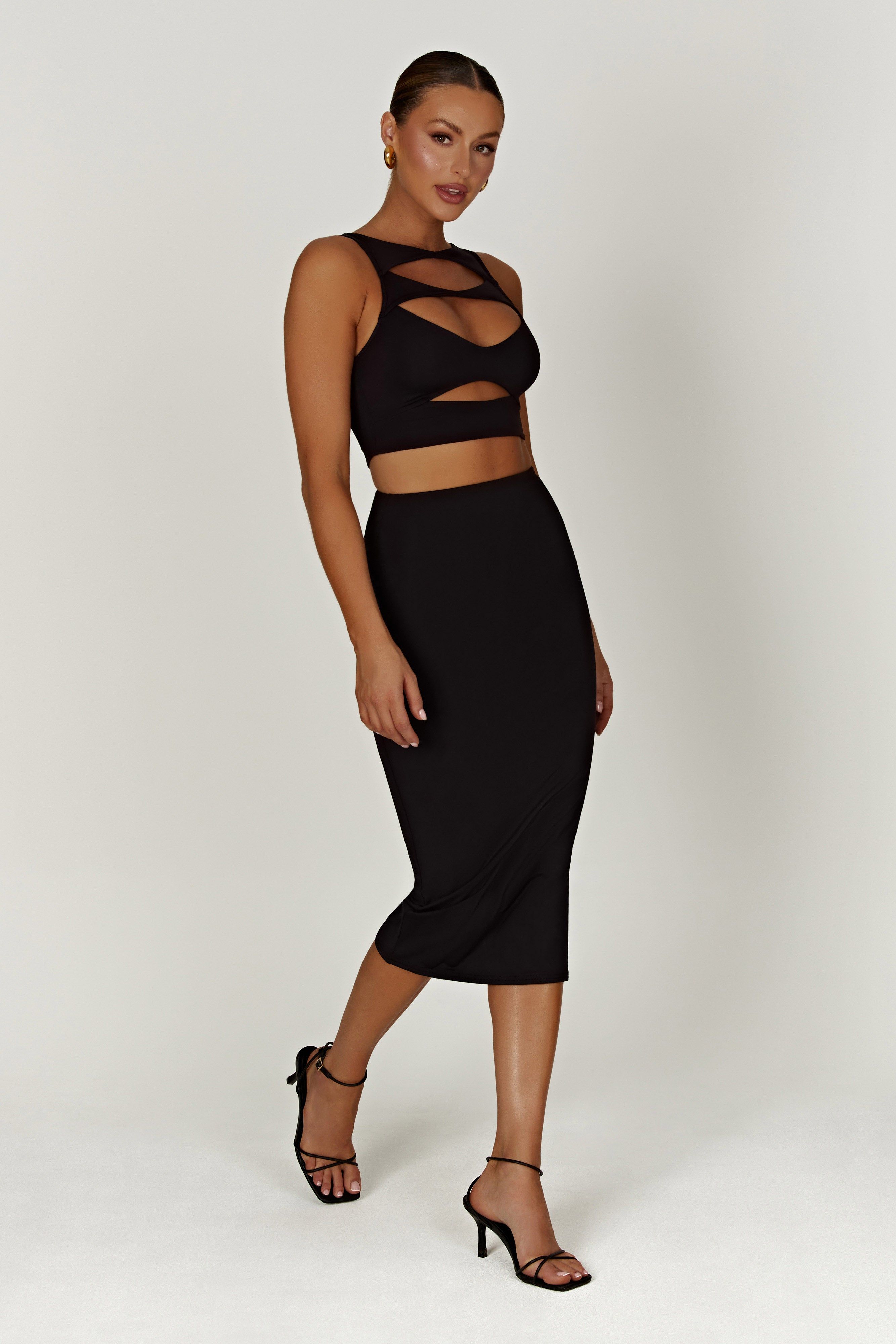 Charley Midi Skirt - Black sold by Meshki product image thumbnail 5
