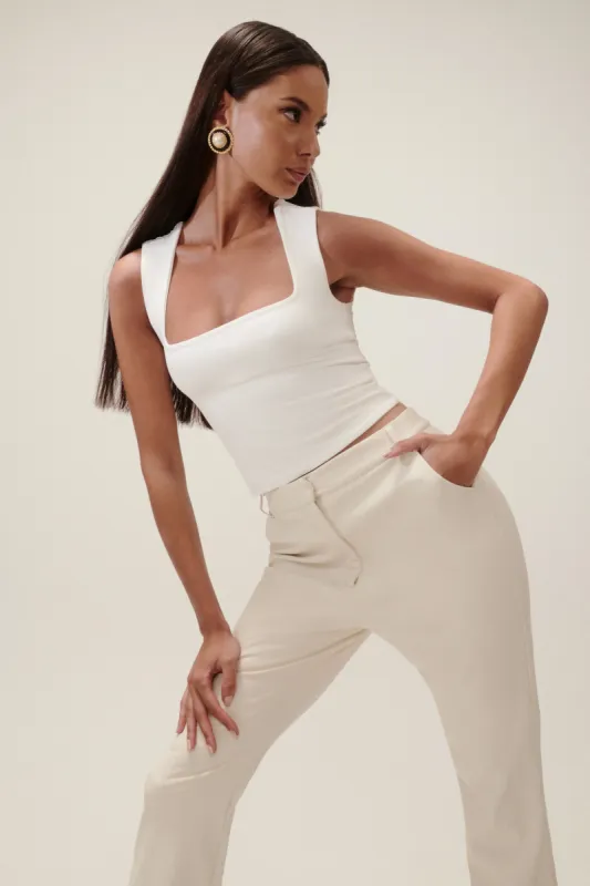 Linley Recycled Nylon Long Line Top - White sold by Meshki