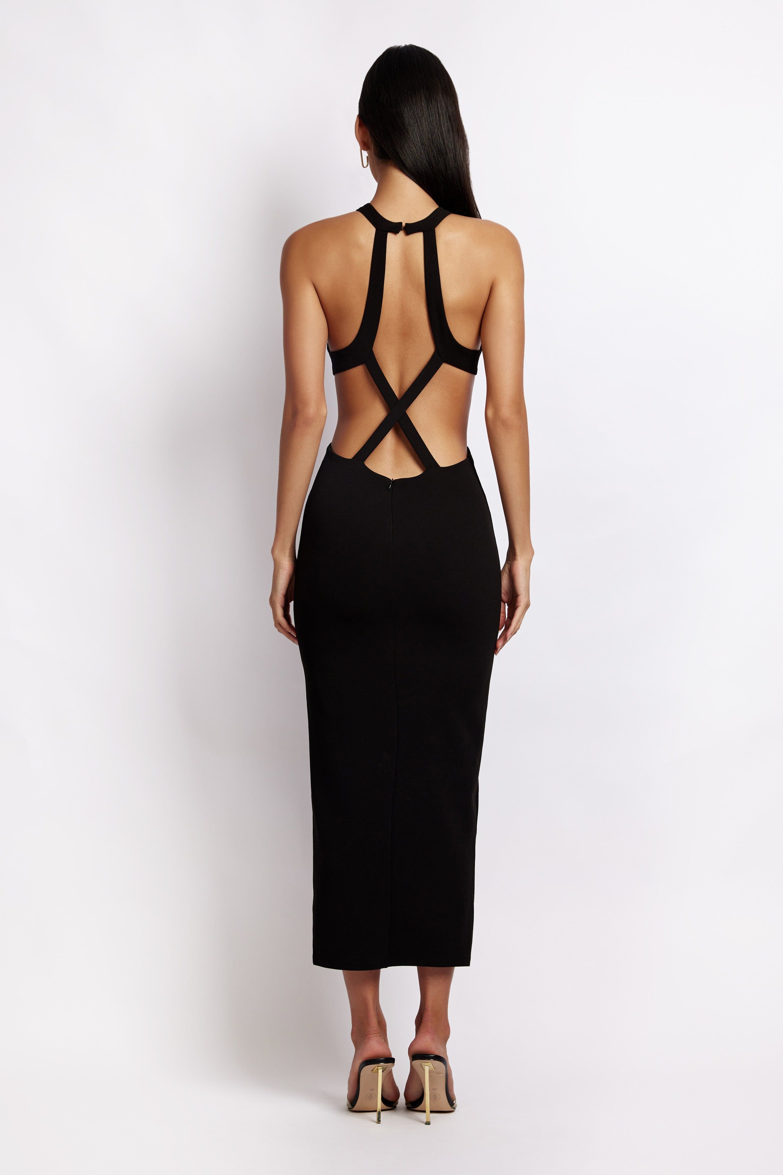 Briana Cut Out Midi Dress - Black sold by Meshki product image thumbnail 2