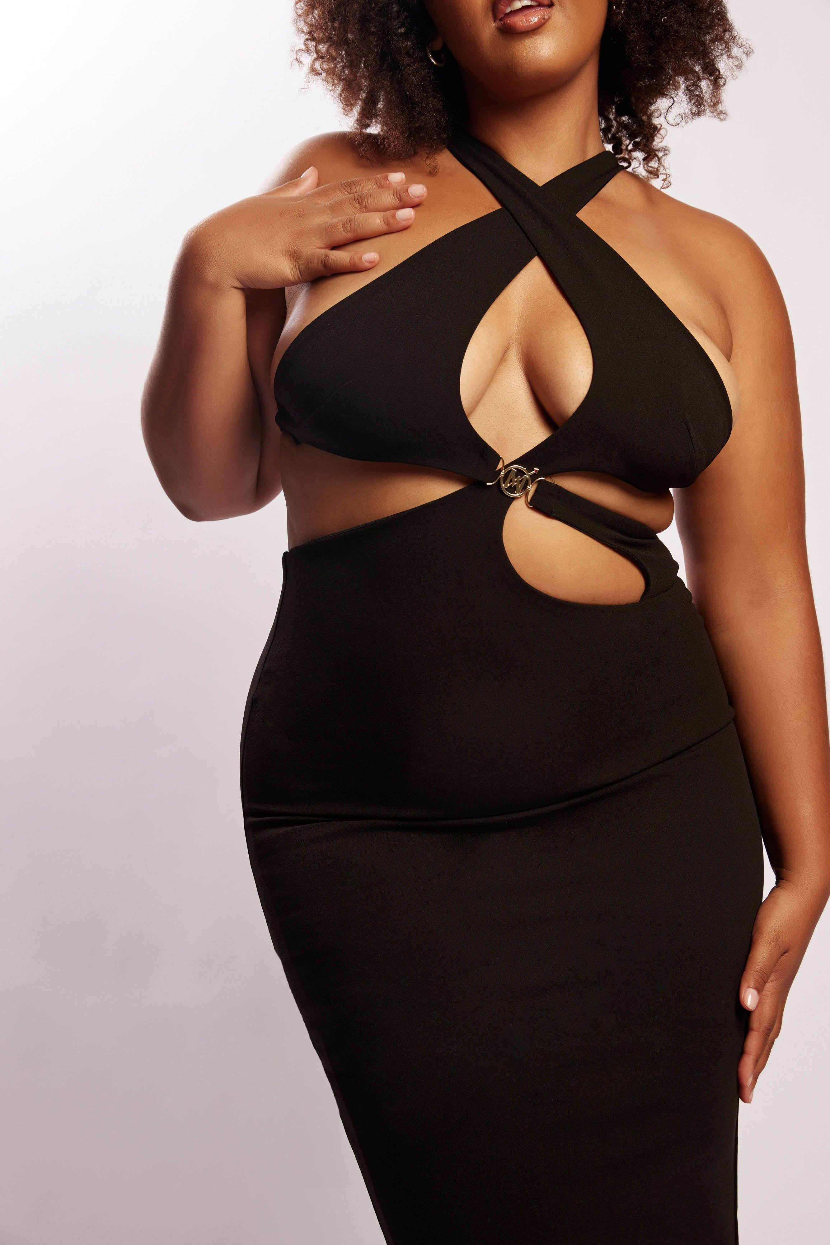 Briana Cut Out Midi Dress - Black sold by Meshki product image thumbnail 7