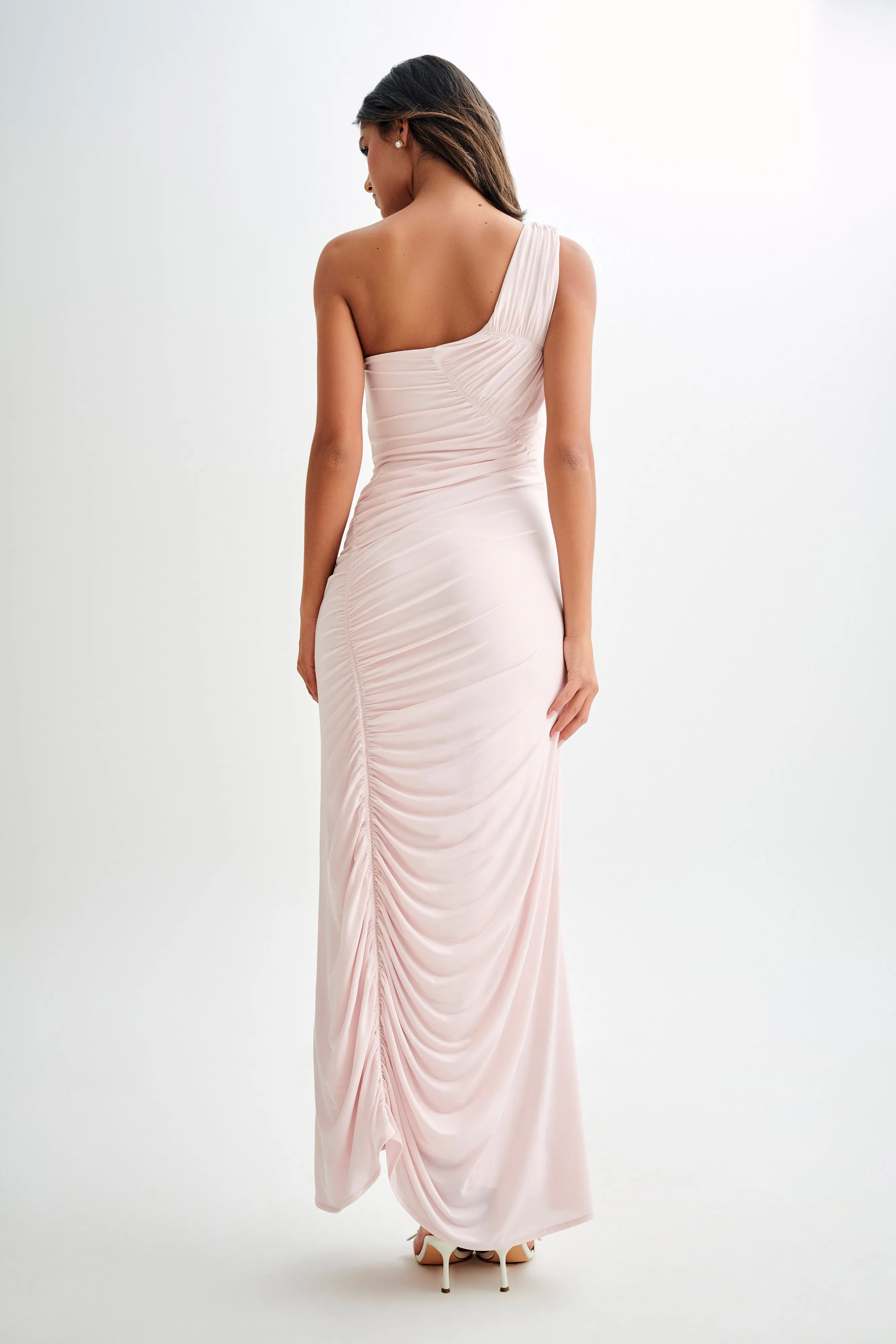 Capri Gathered Slinky Maxi Dress - Powder Pink sold by Meshki product image thumbnail 2