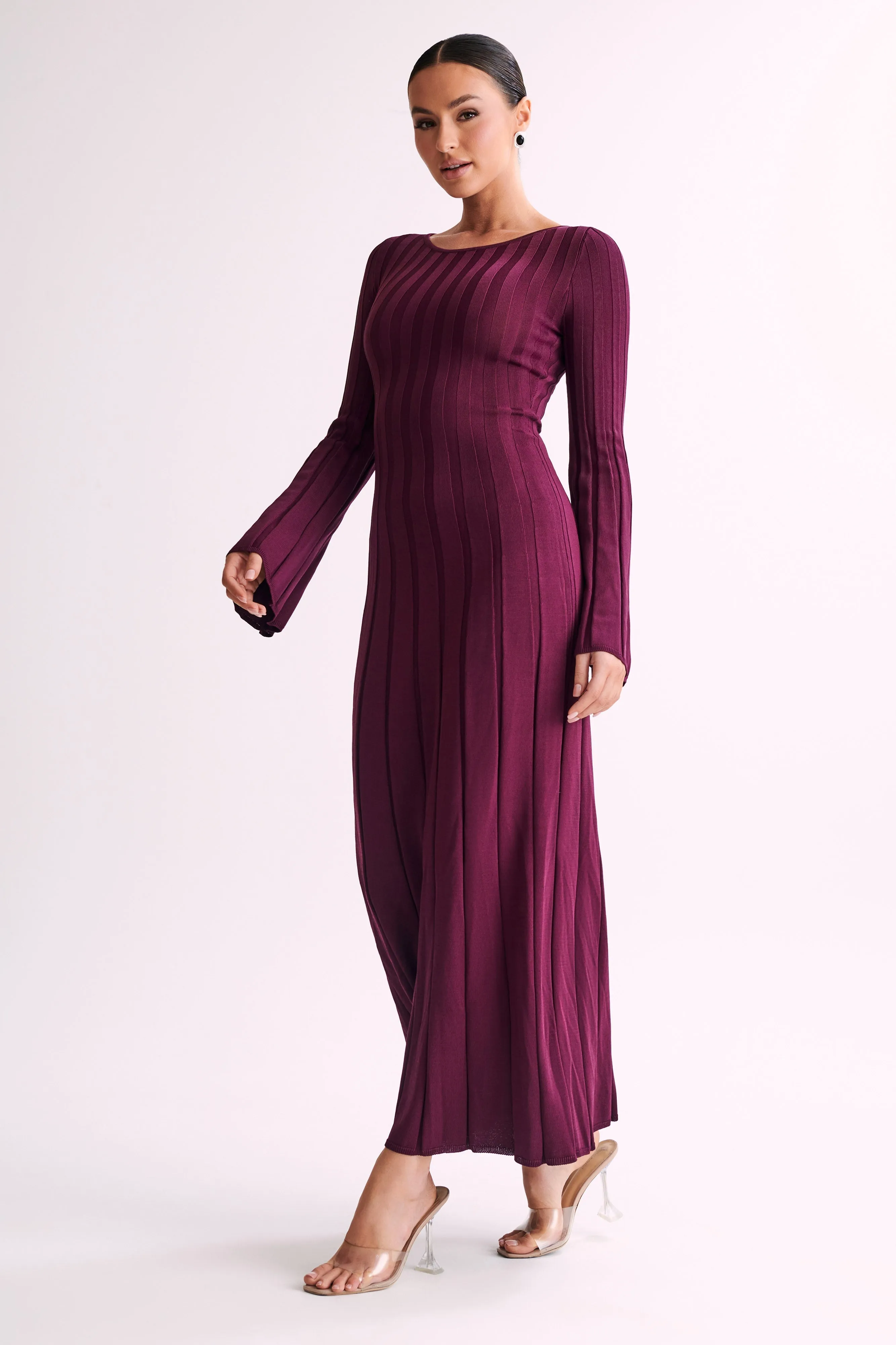 Mabel Long Sleeve Knit Maxi Dress - Plum sold by Meshki product image thumbnail 4