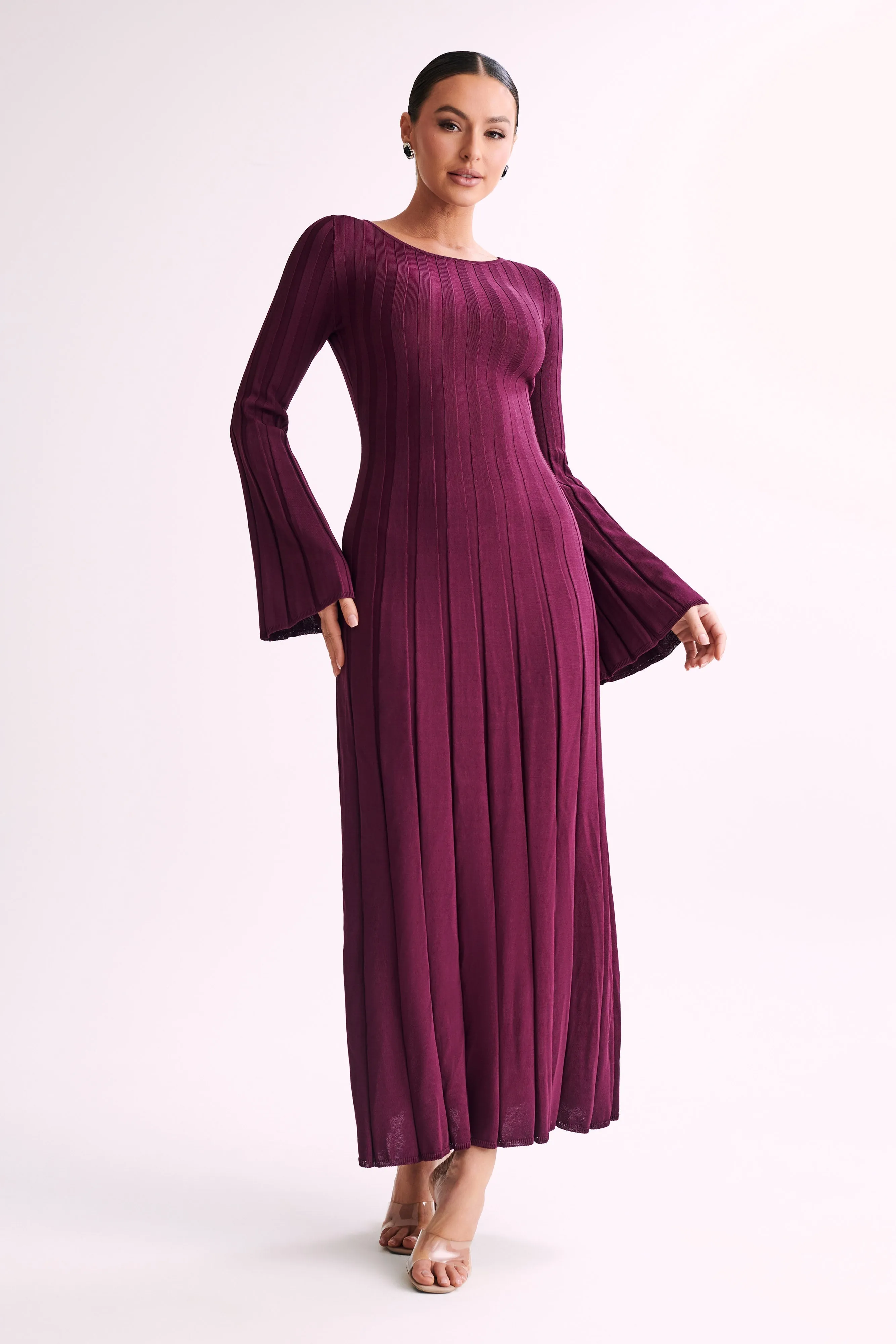 Mabel Long Sleeve Knit Maxi Dress - Plum sold by Meshki