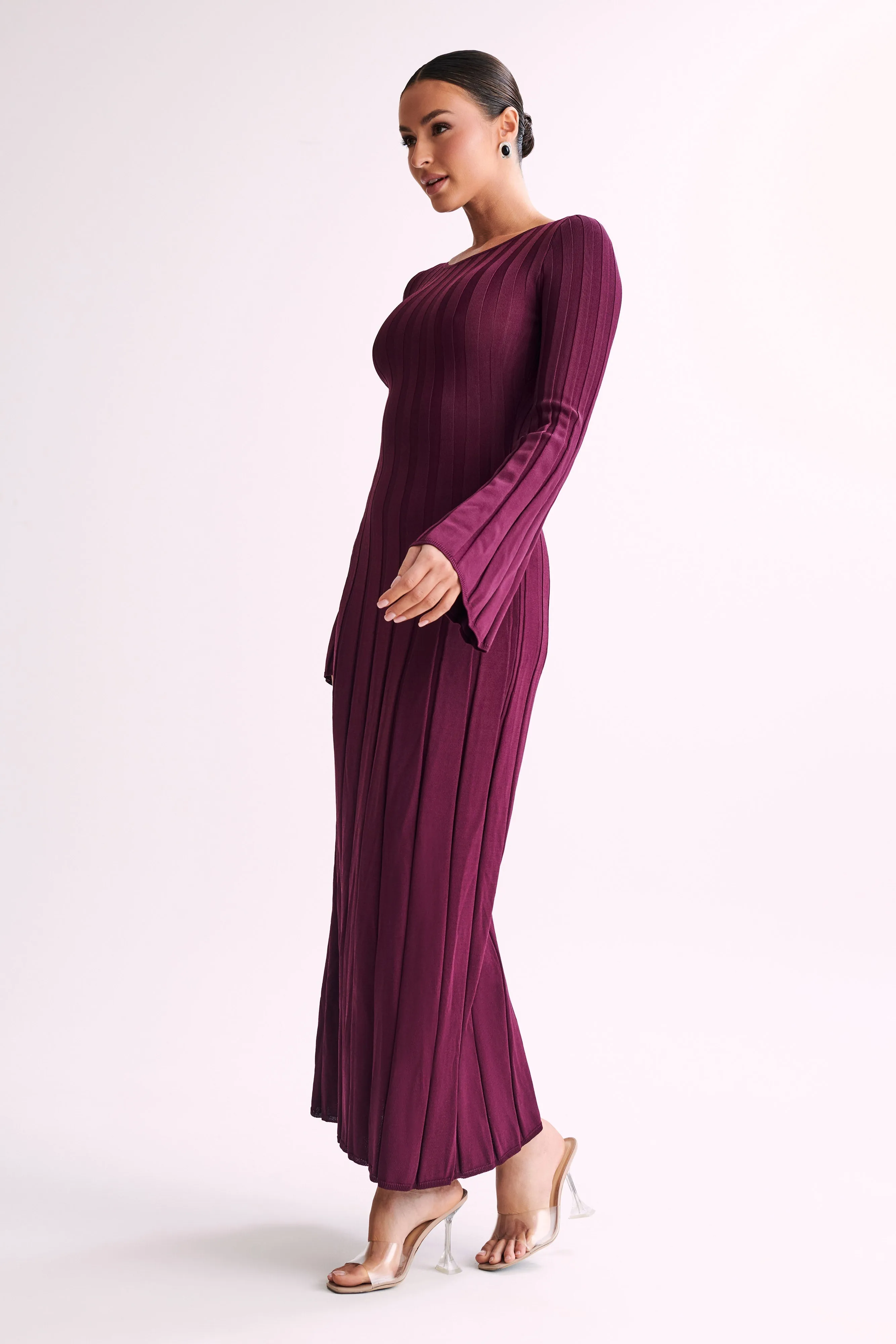 Mabel Long Sleeve Knit Maxi Dress - Plum sold by Meshki product image thumbnail 5