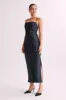 Sydney Straight Neck Slip Maxi Dress - Black sold by Meshki