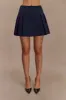 Angie Pleated Buckle Mini Skirt - Dark Navy sold by Meshki
