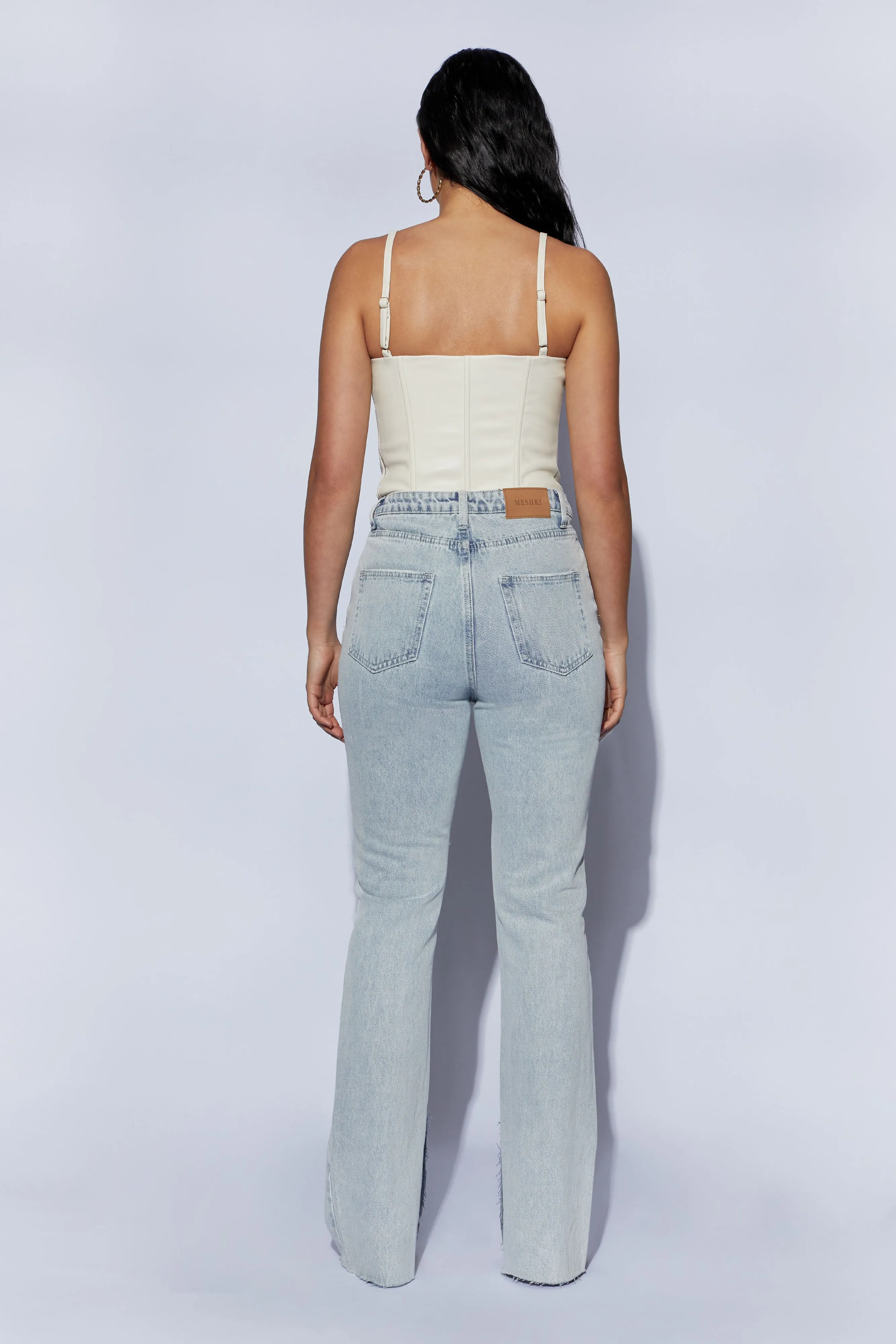 Alaia Lace Up Corset Pu Top - Wheat sold by Meshki product image thumbnail 3