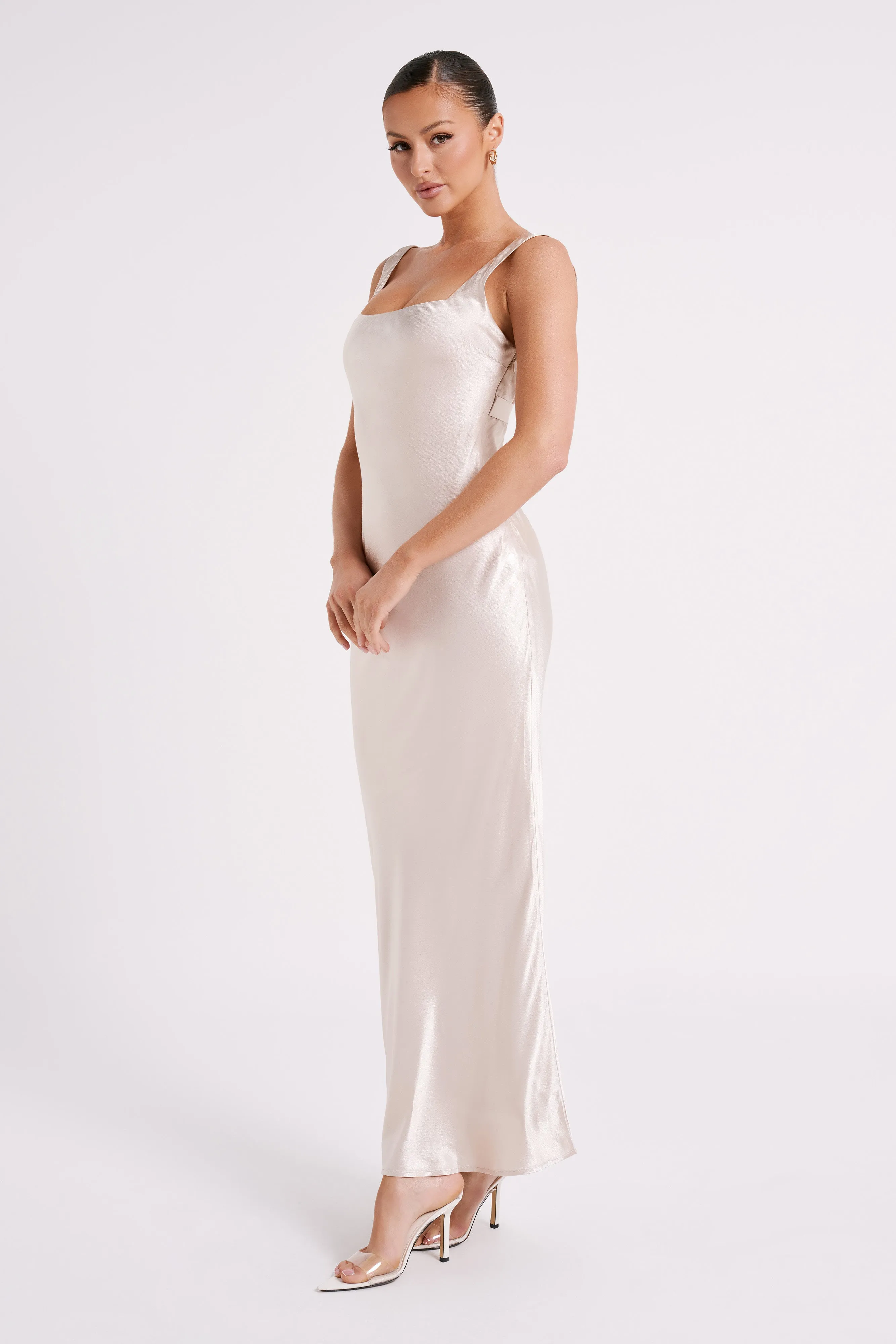 Ensley Satin Maxi Dress - Champagne sold by Meshki product image thumbnail 4
