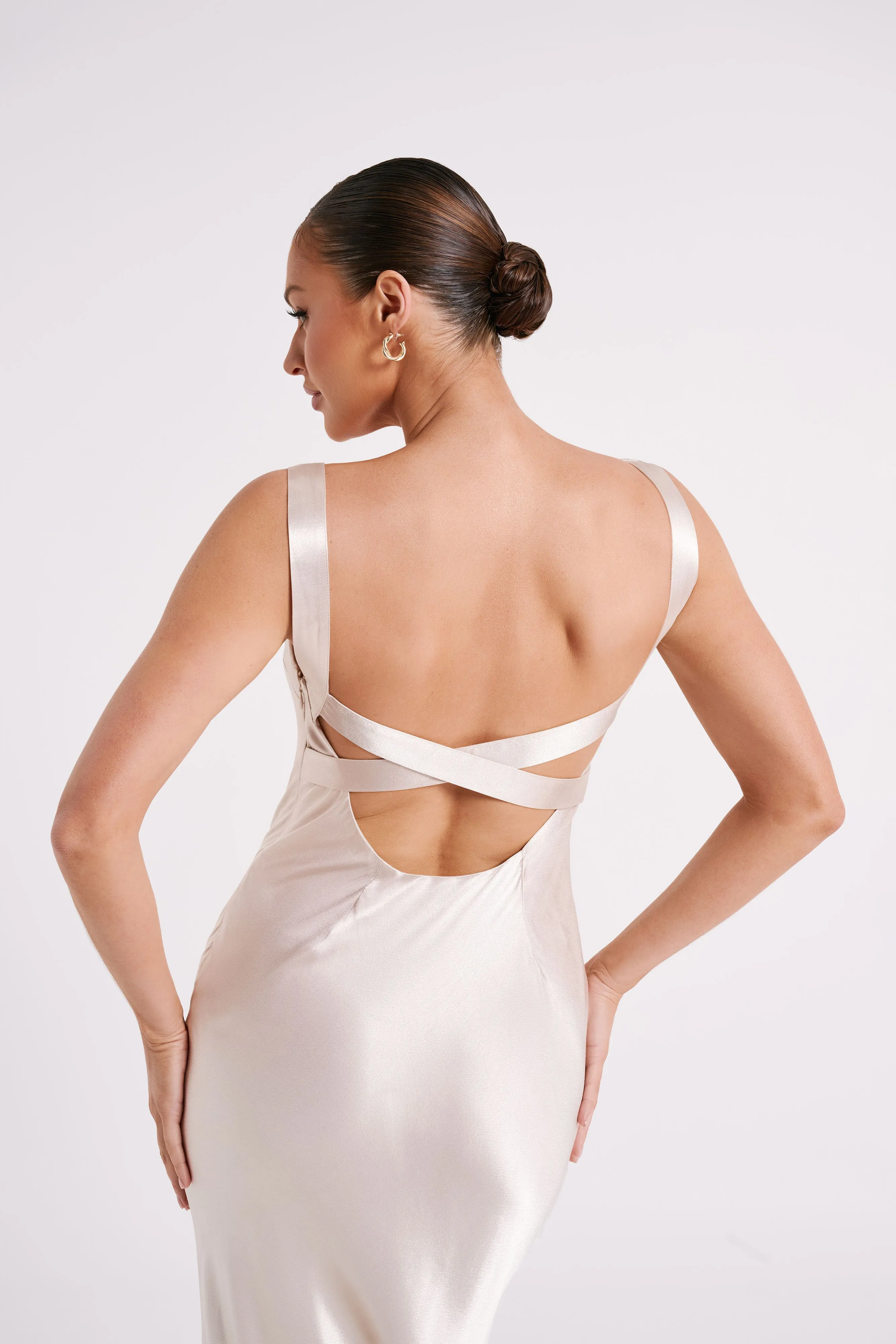 Ensley Satin Maxi Dress - Champagne sold by Meshki product image thumbnail 3