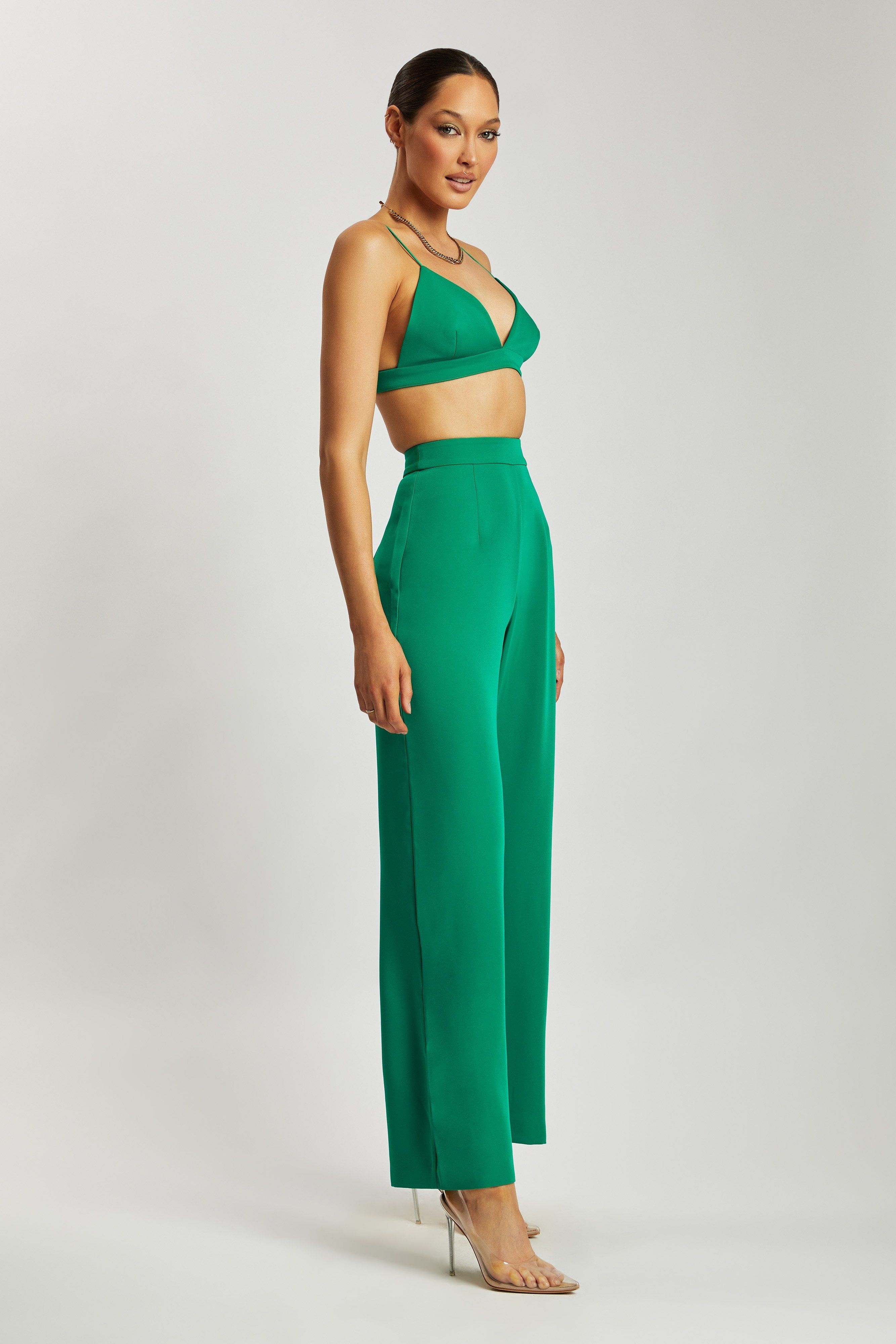 Saskia Straight Leg Trousers - Bottle Green sold by Meshki product image thumbnail 9
