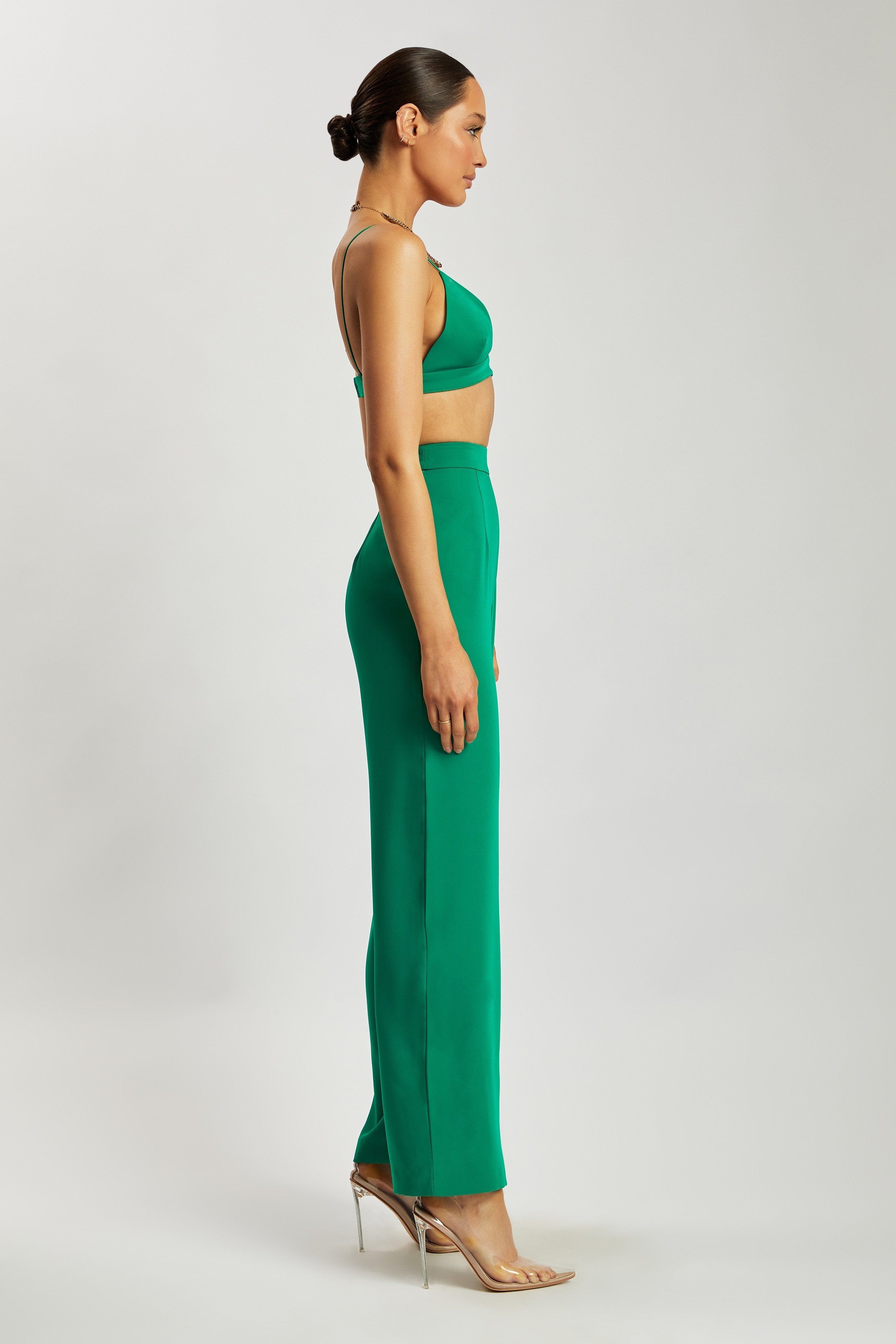 Saskia Straight Leg Trousers - Bottle Green sold by Meshki product image thumbnail 4