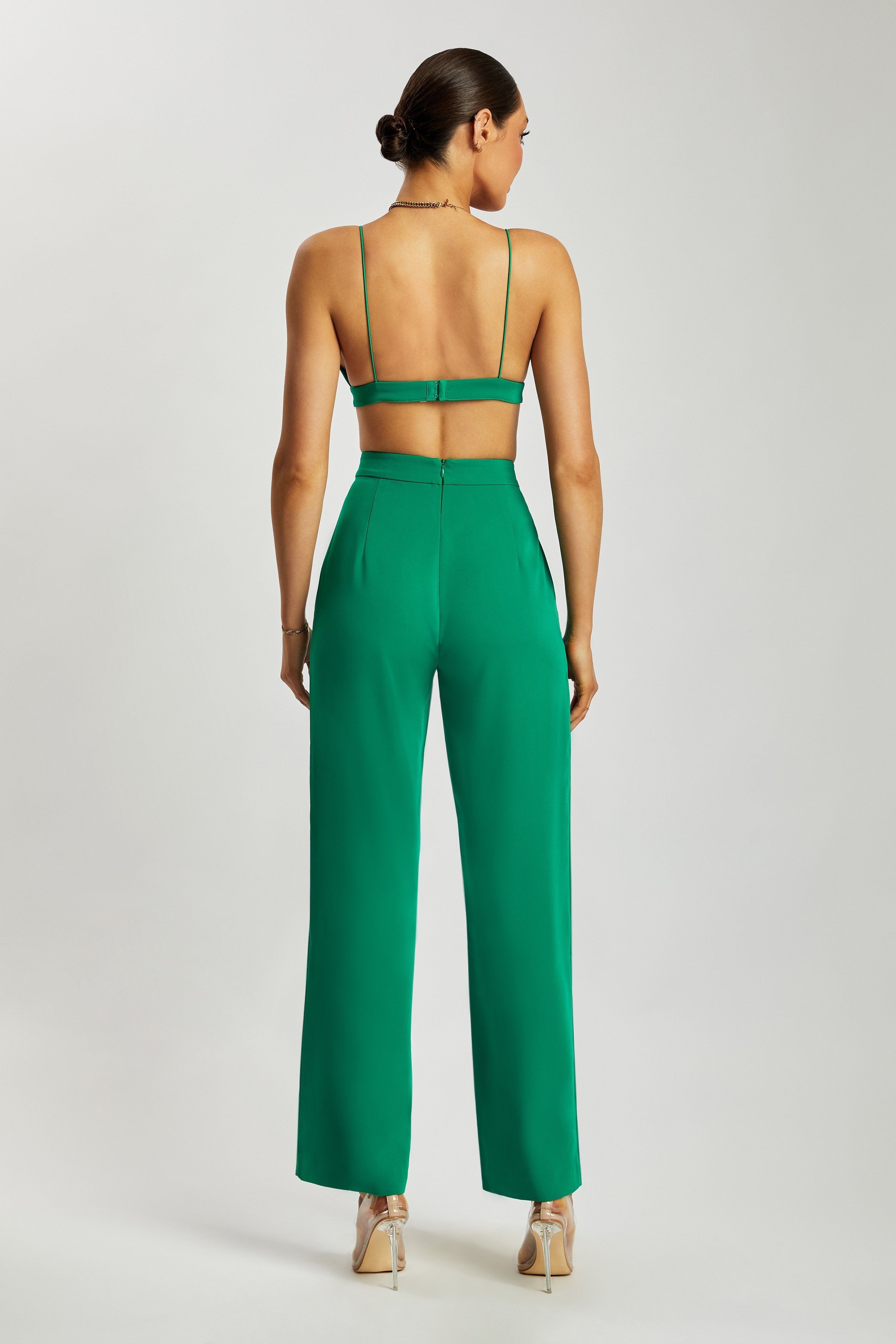 Saskia Straight Leg Trousers - Bottle Green sold by Meshki product image thumbnail 2