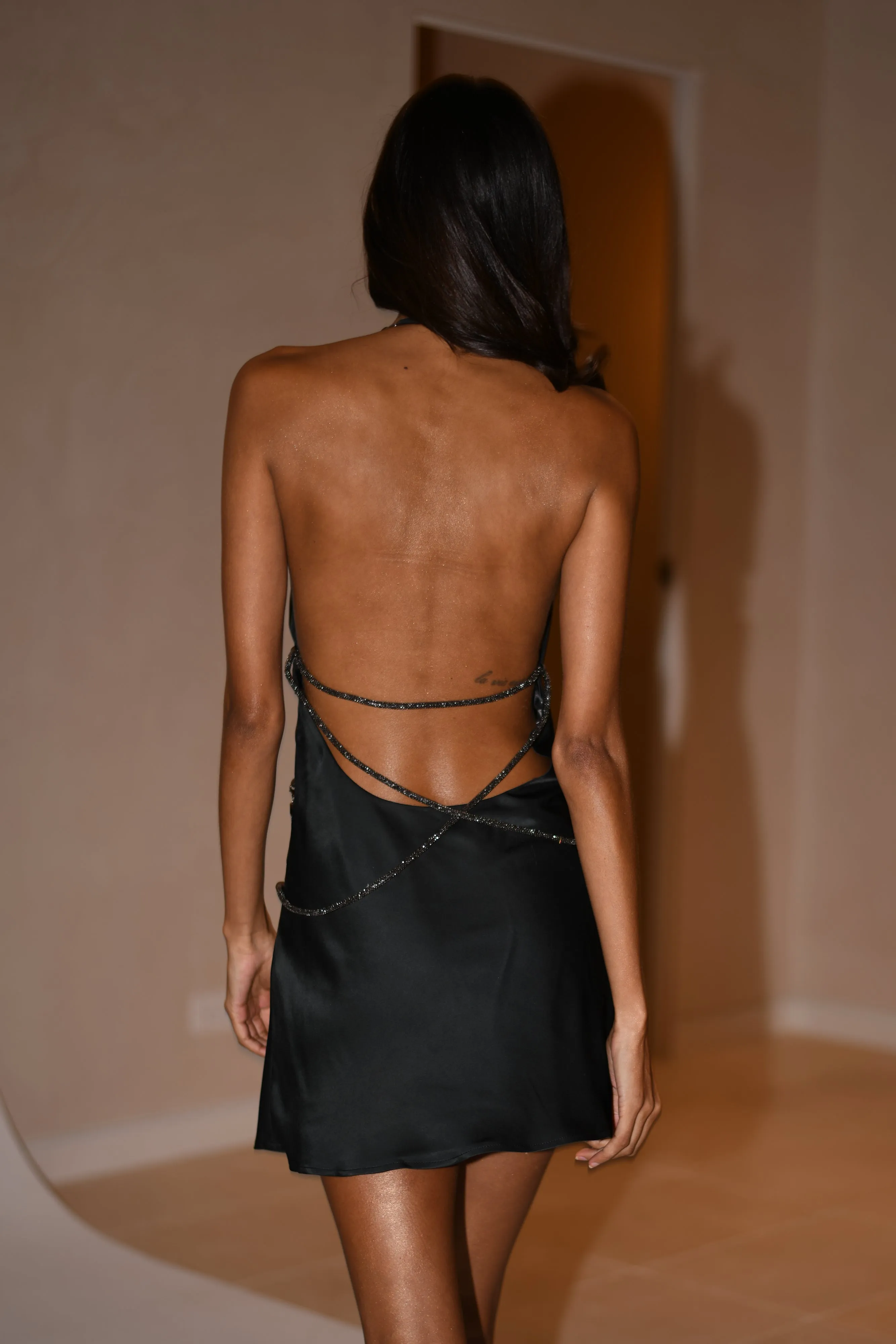 Emilia Diamante Rope Mini Dress - Black sold by Meshki product image thumbnail 2