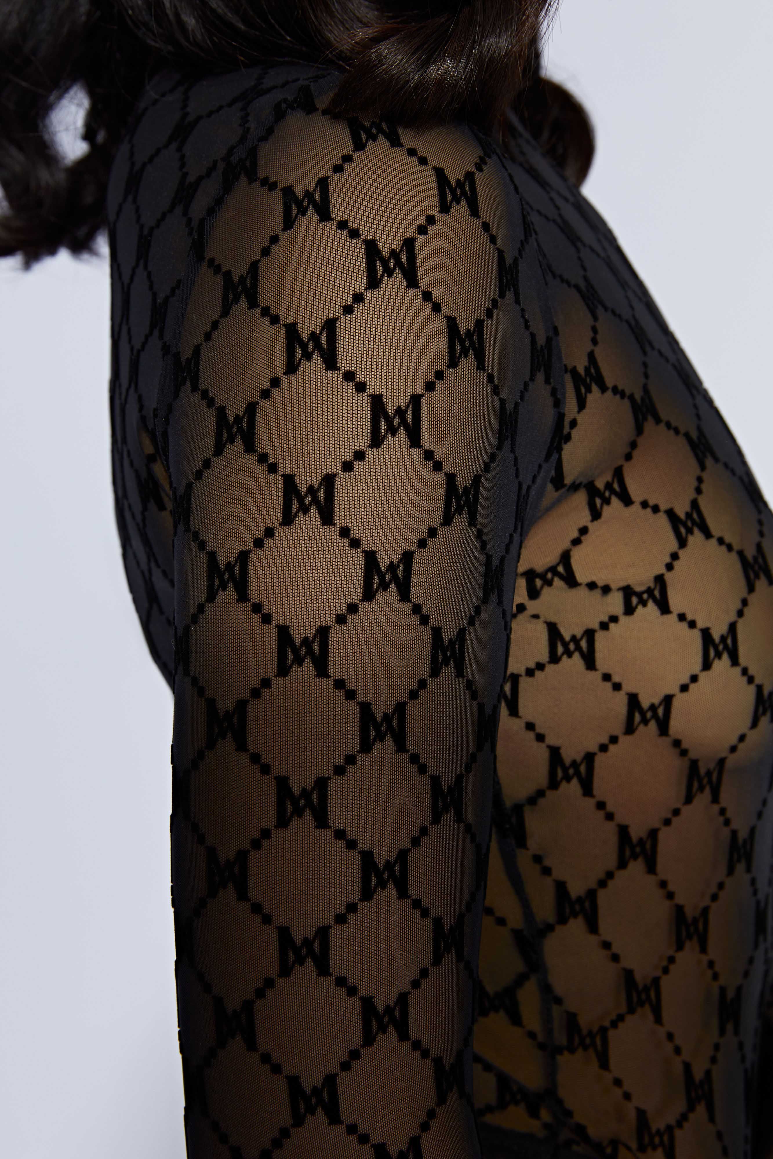 Letitia Mesh Monogram Crop Top - Black sold by Meshki product image thumbnail 2