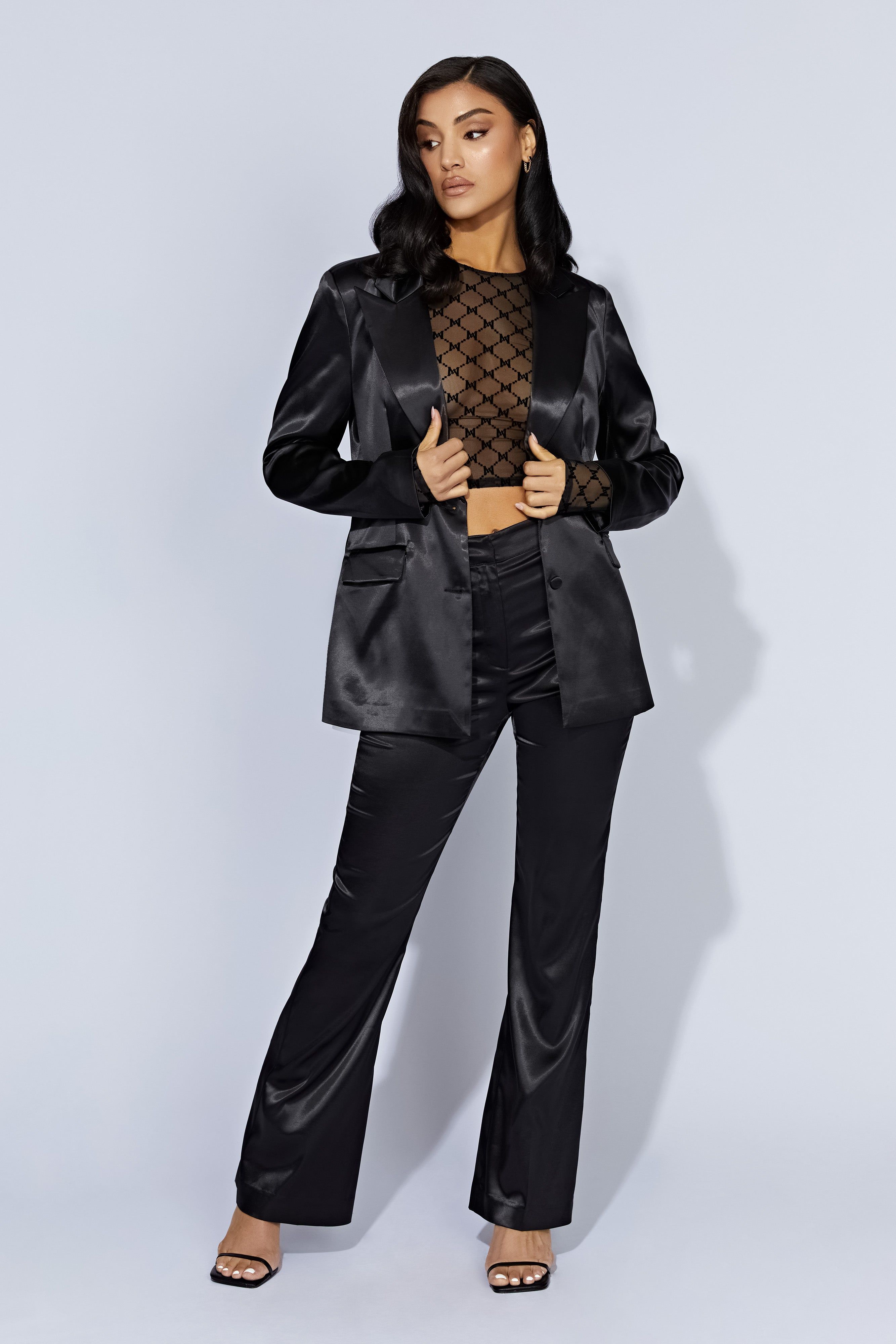 Letitia Mesh Monogram Crop Top - Black sold by Meshki product image thumbnail 5