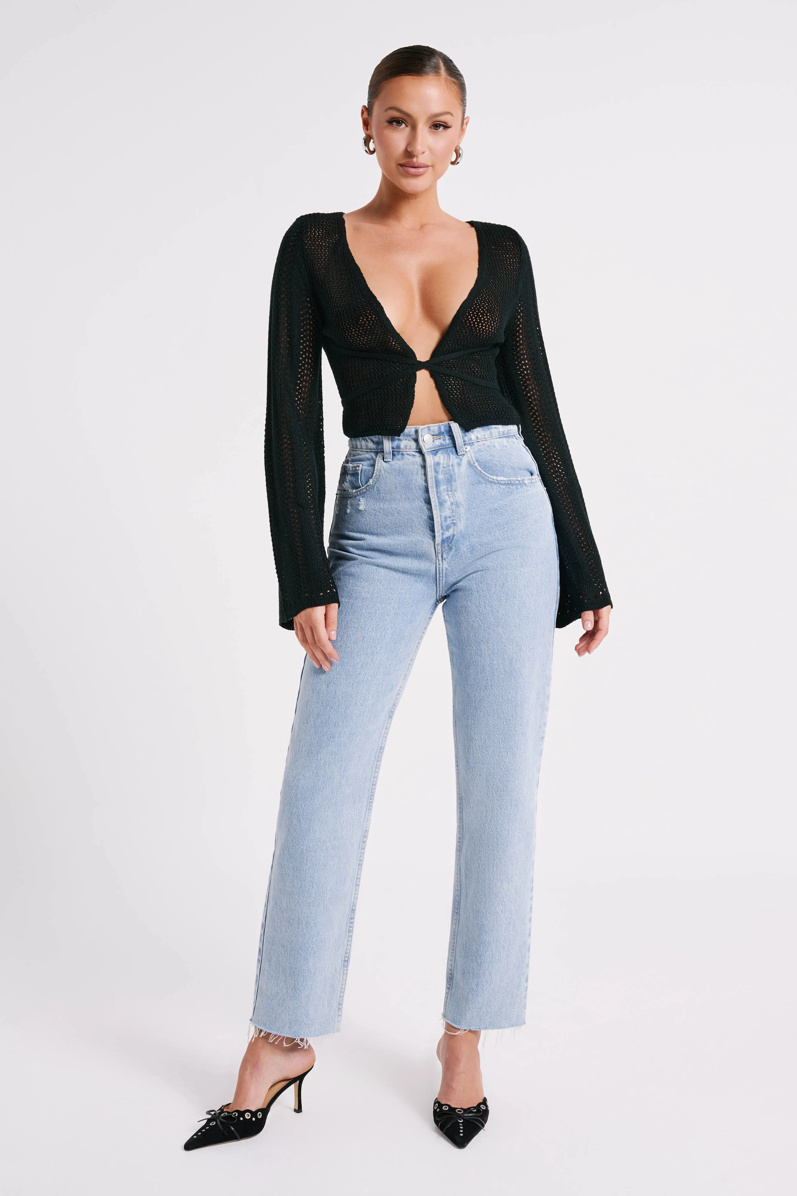 Debra Mixed Yarn Top - Black sold by Meshki product image thumbnail 5