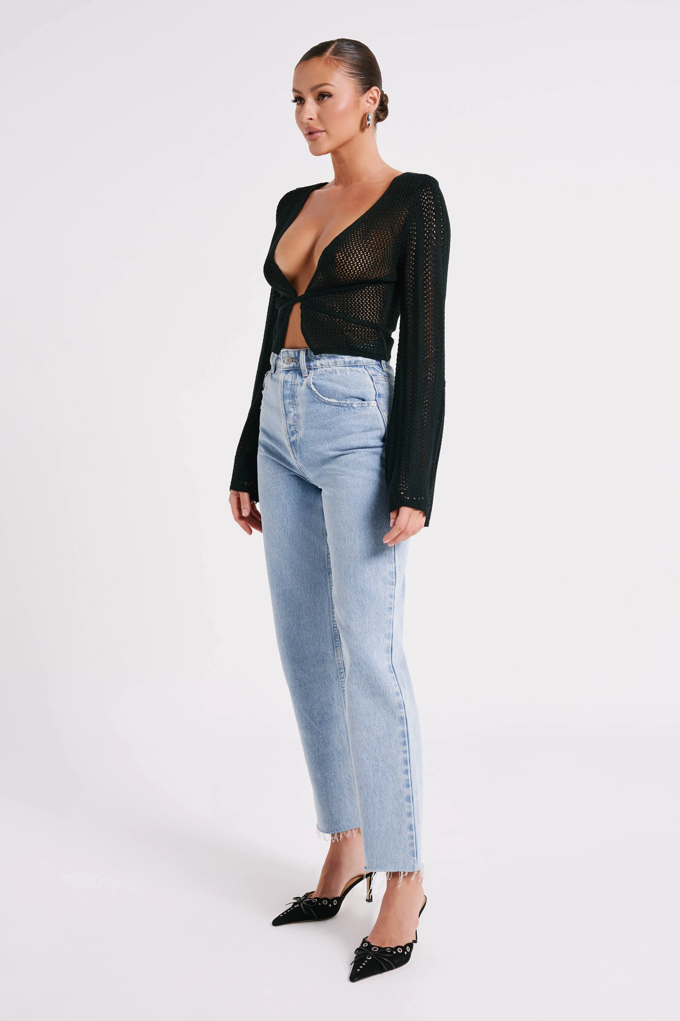 Debra Mixed Yarn Top - Black sold by Meshki product image thumbnail 4