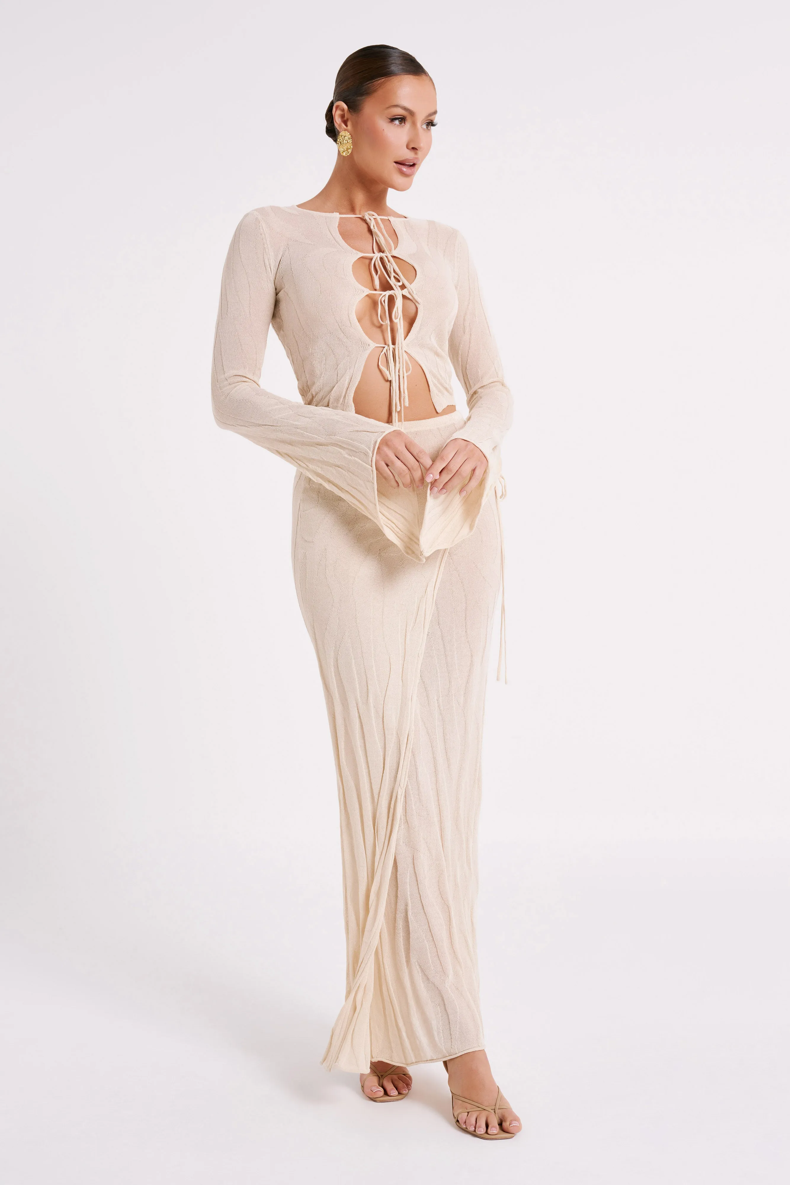 Akari Flare Sleeve Knit Top - Ivory sold by Meshki product image thumbnail 3