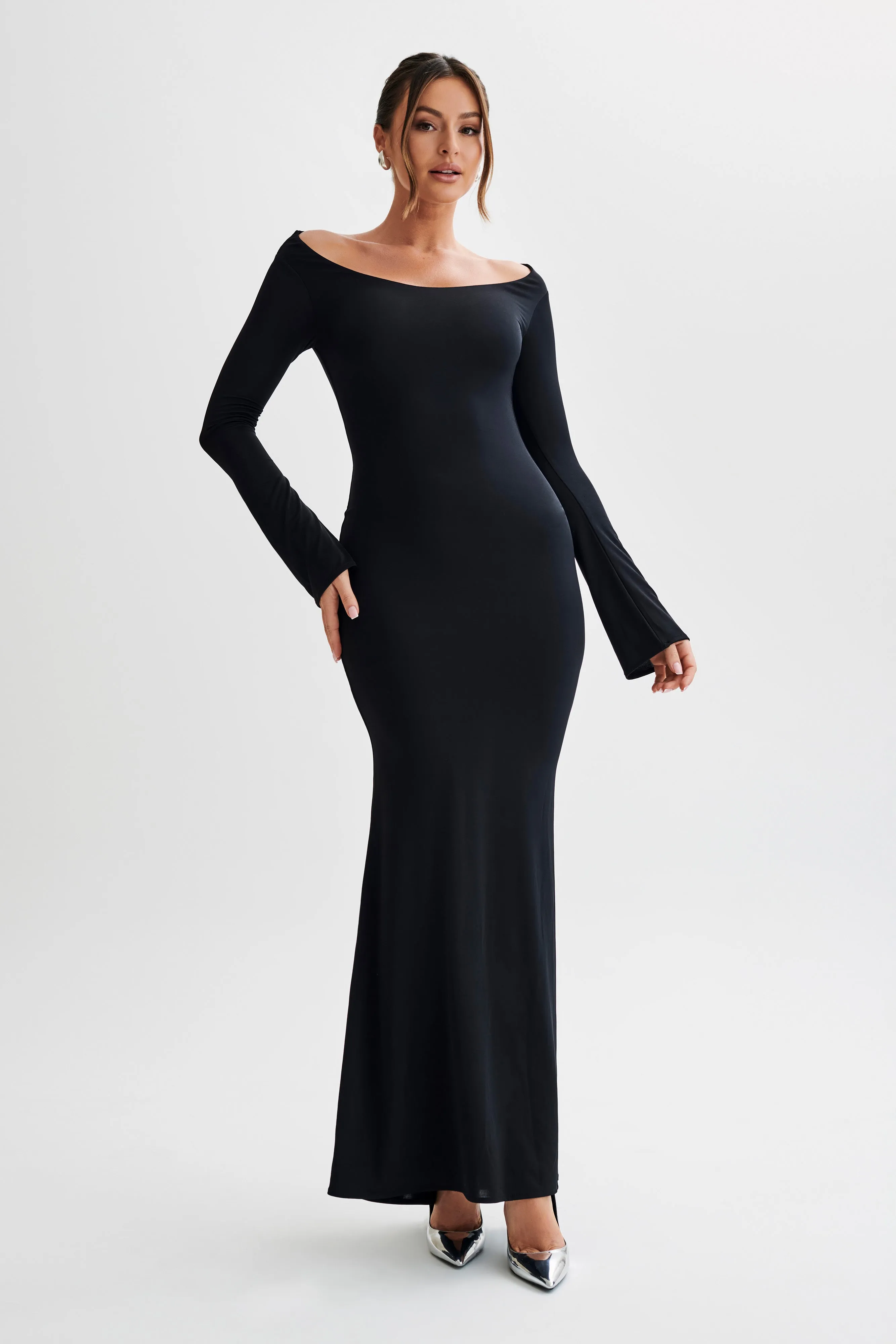 Millicent Slinky Long Sleeve Maxi Dress - Black sold by Meshki product image thumbnail 4
