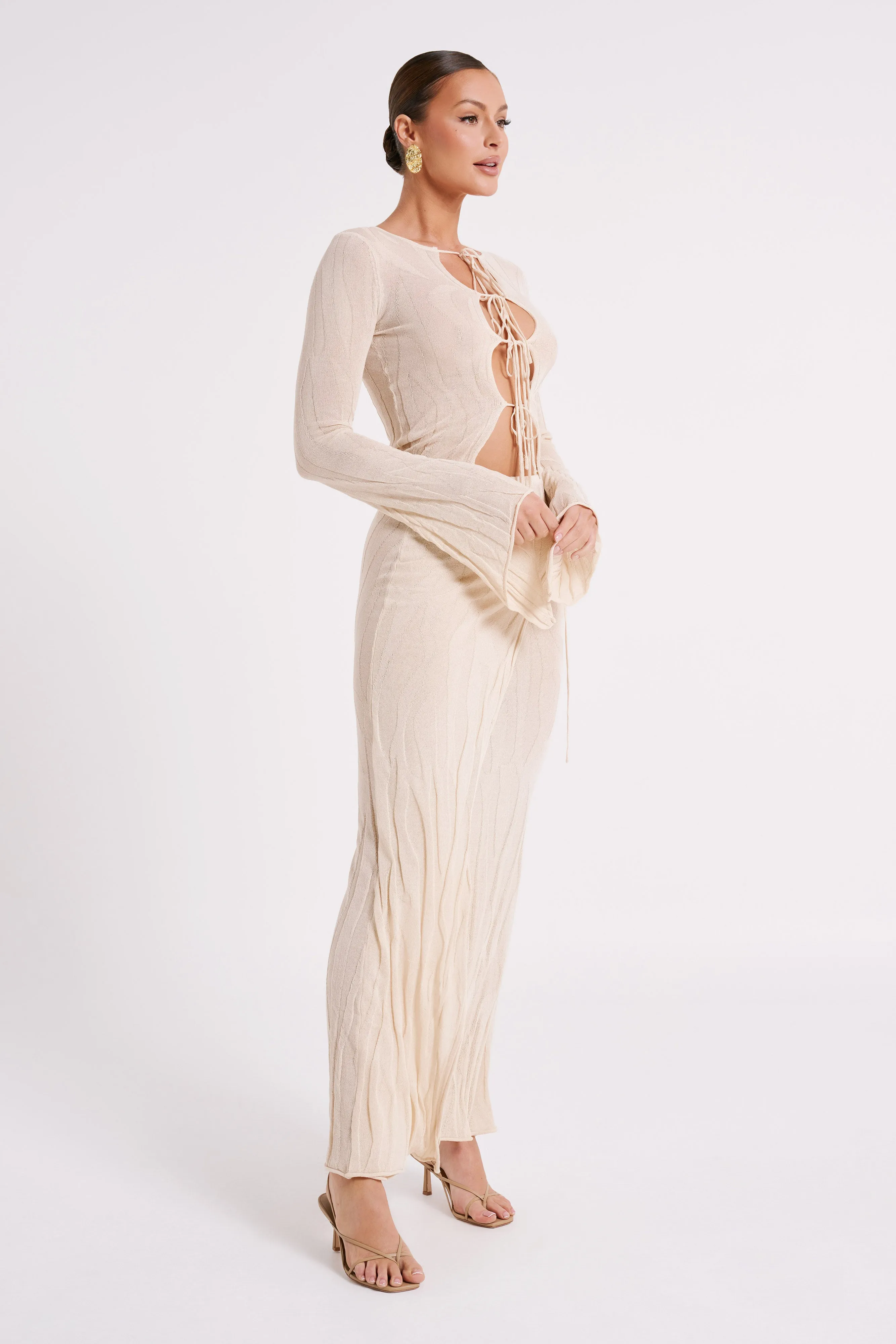 Akari Flare Sleeve Knit Top - Ivory sold by Meshki product image thumbnail 4