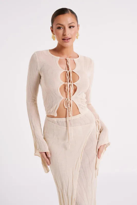 Akari Flare Sleeve Knit Top - Ivory made by Meshki